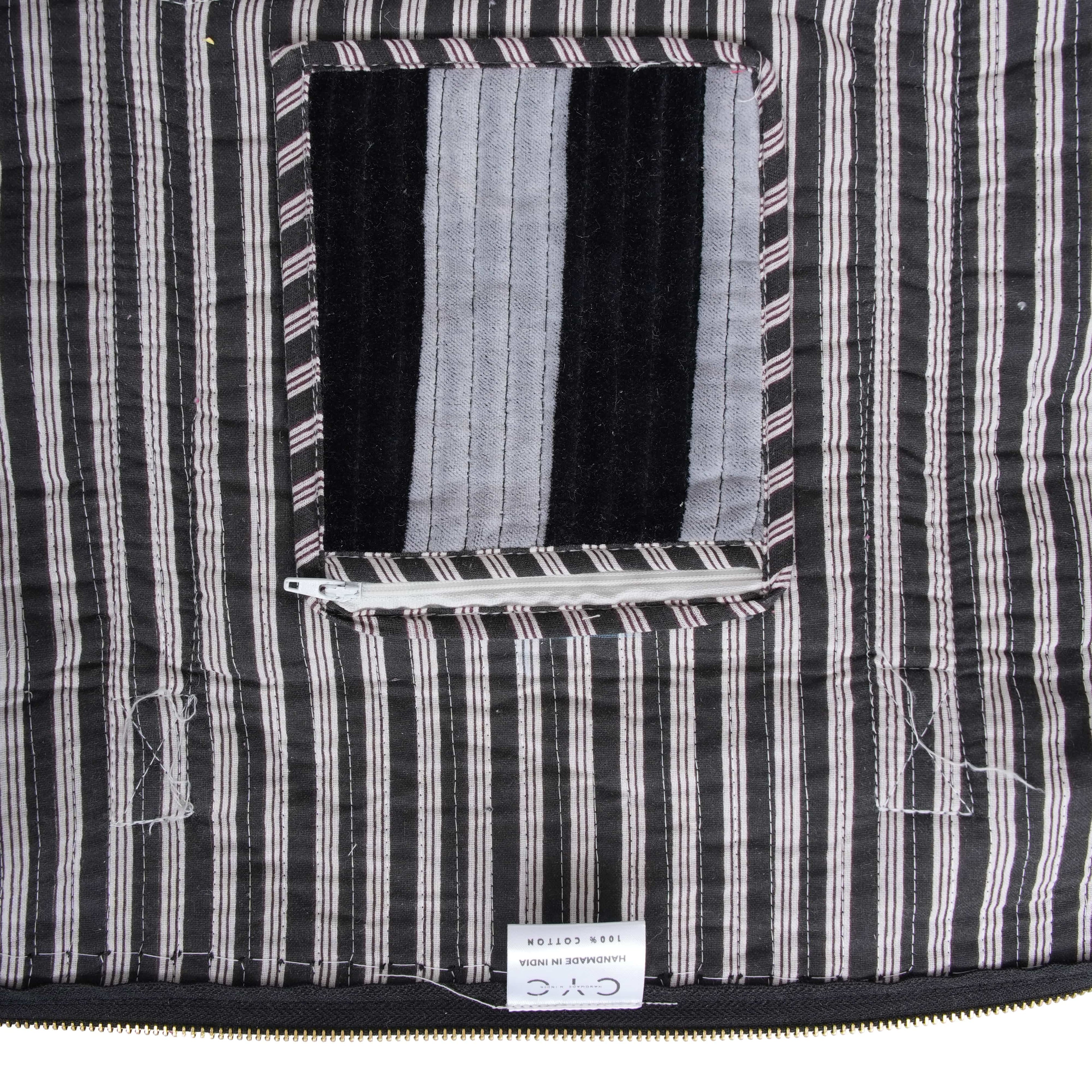 The Striped Velvet Weekender — handmade quilted velvet weekender bag, ethically made in Rajasthan, India