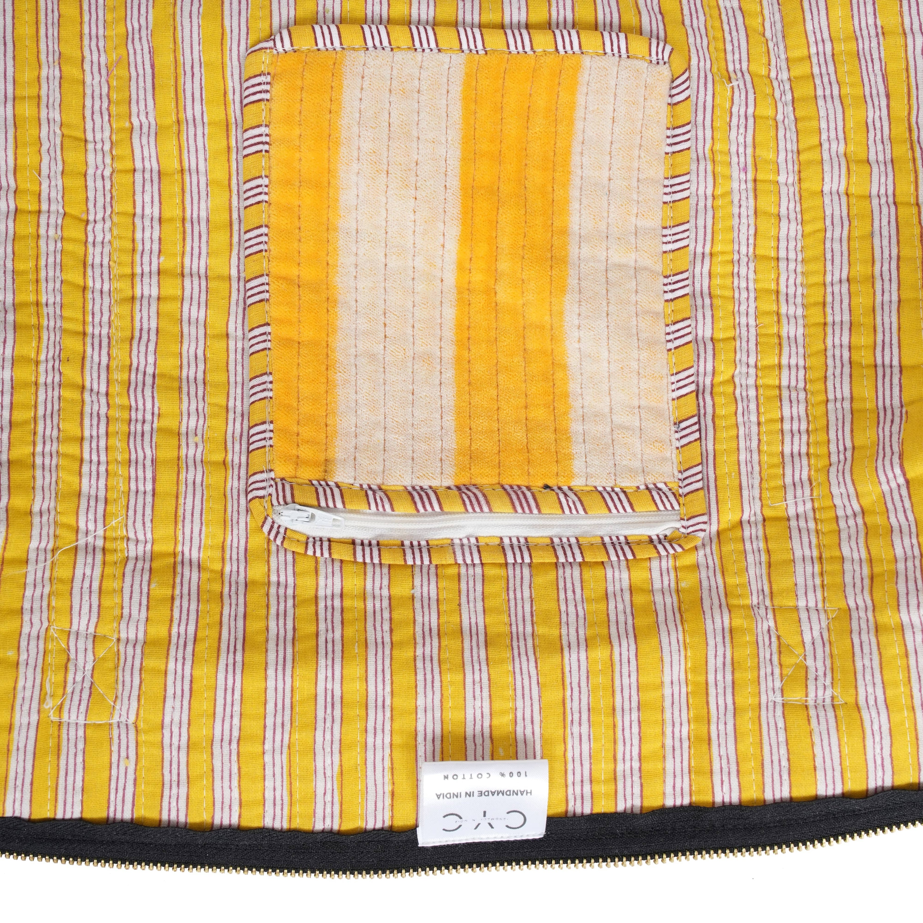 The Striped Velvet Weekender — handmade quilted velvet weekender bag, ethically made in Rajasthan, India