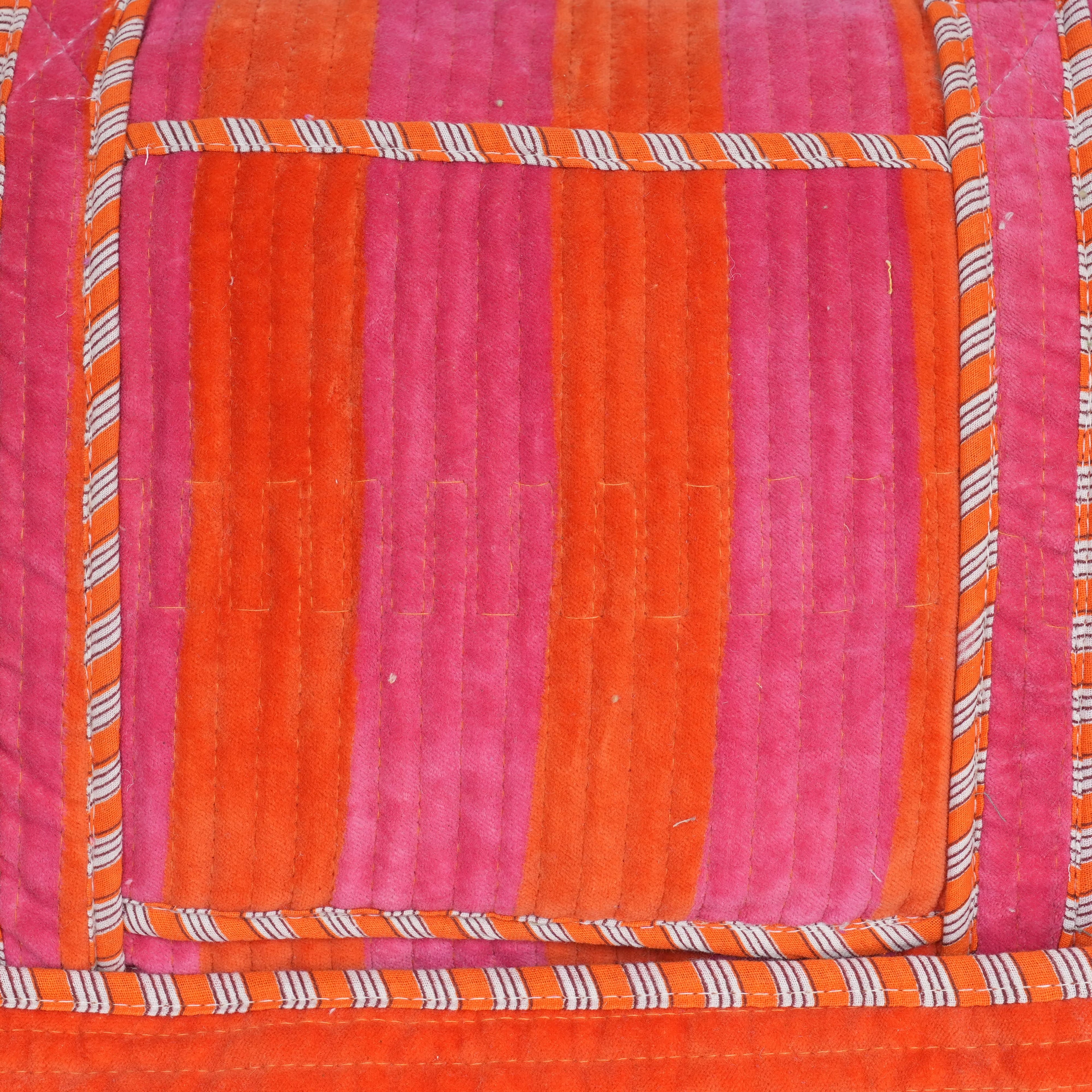 The Striped Velvet Weekender — handmade quilted velvet weekender bag, ethically made in Rajasthan, India