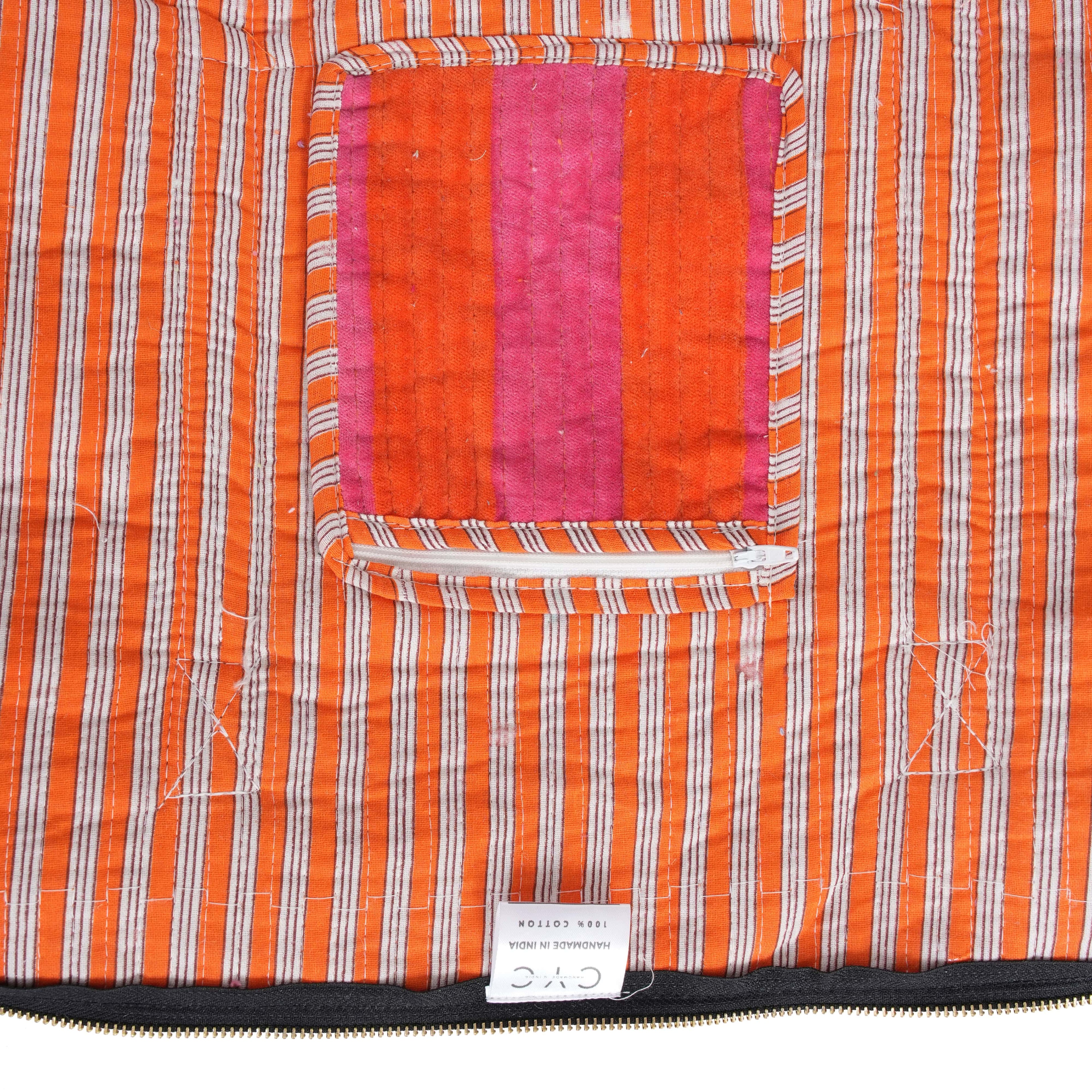 The Striped Velvet Weekender — handmade quilted velvet weekender bag, ethically made in Rajasthan, India