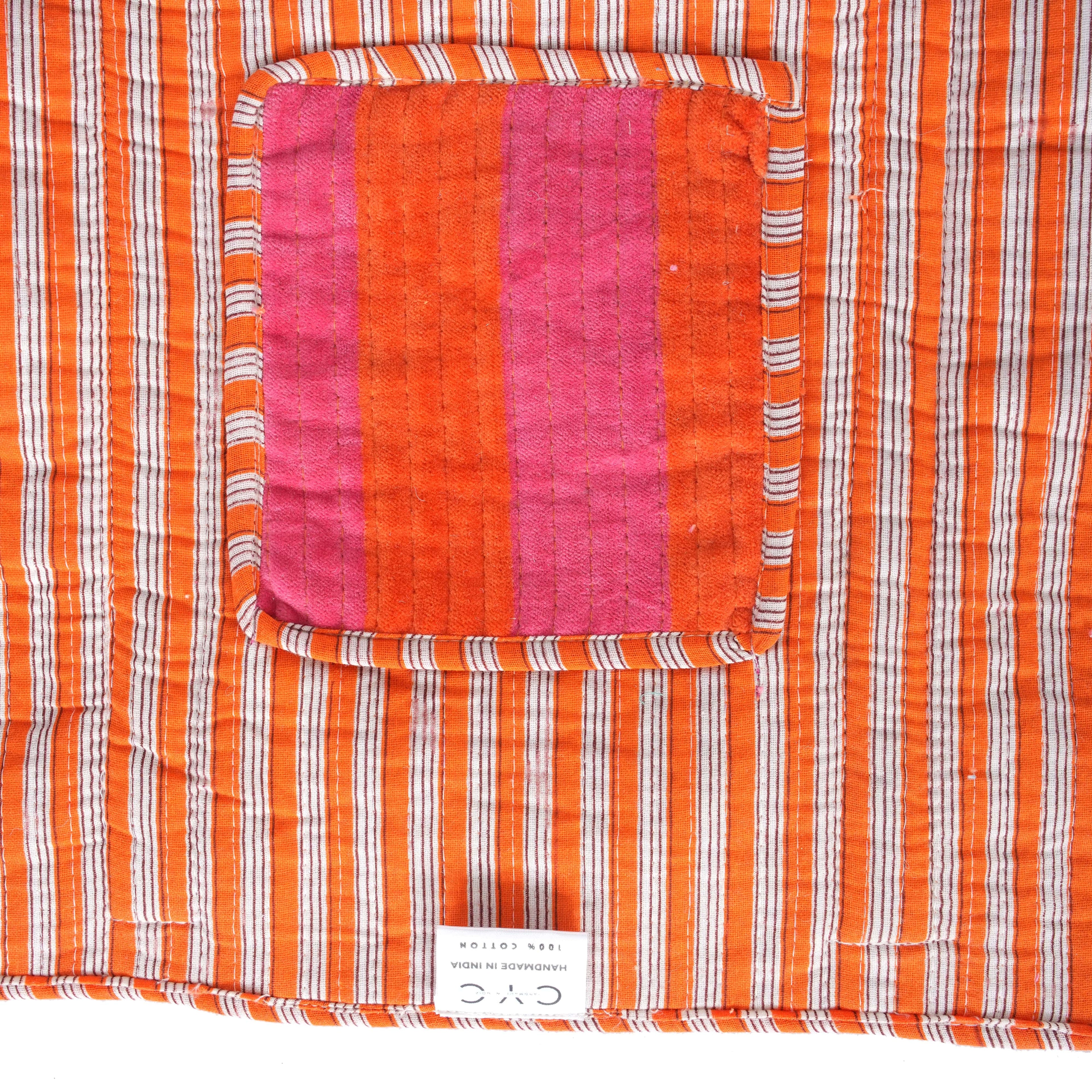 The Striped Velvet Tote — handmade quilted velvet tote bag, ethically made in Rajasthan, India
