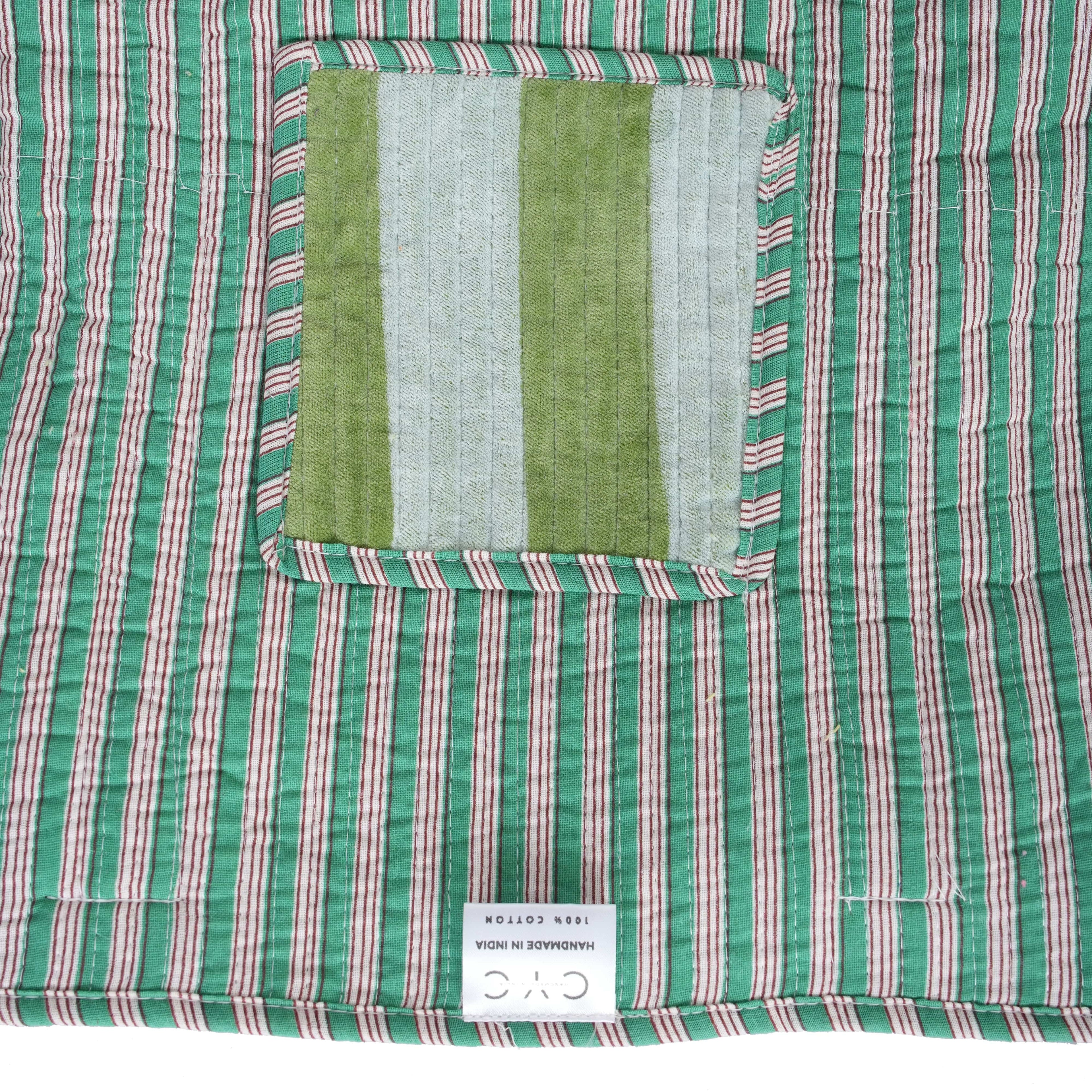 The Striped Velvet Tote — handmade quilted velvet tote bag, ethically made in Rajasthan, India