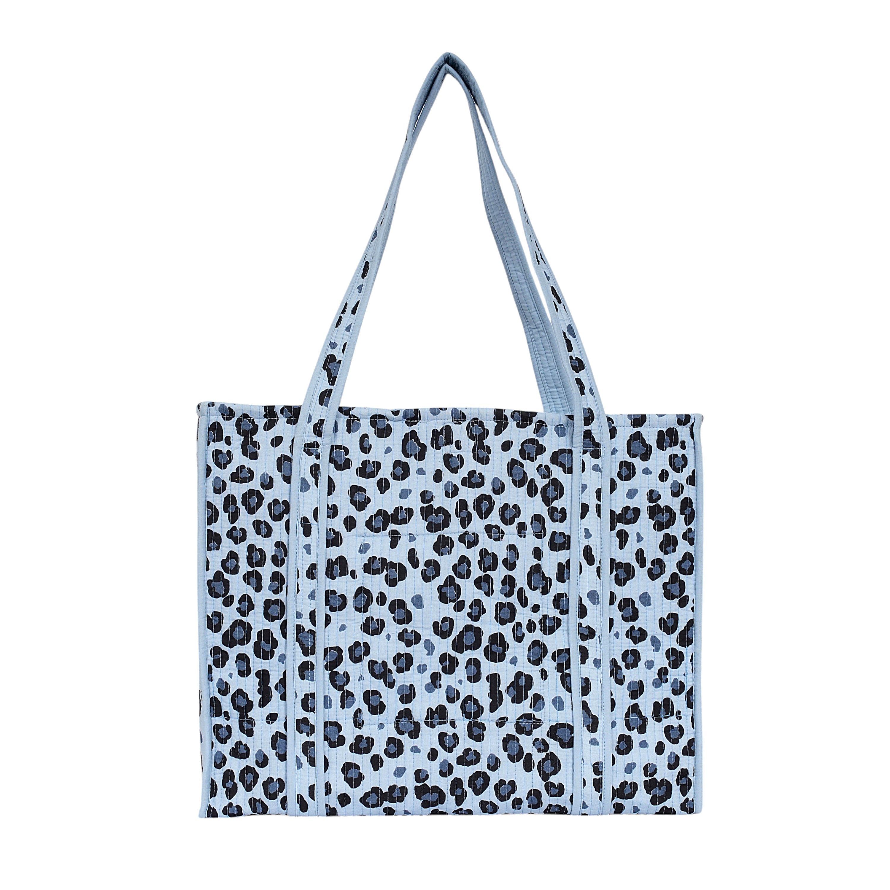 The Leopard Tote — handmade hand-block-printed cotton tote bag with our signature leopard print, ethically made in Rajasthan, India