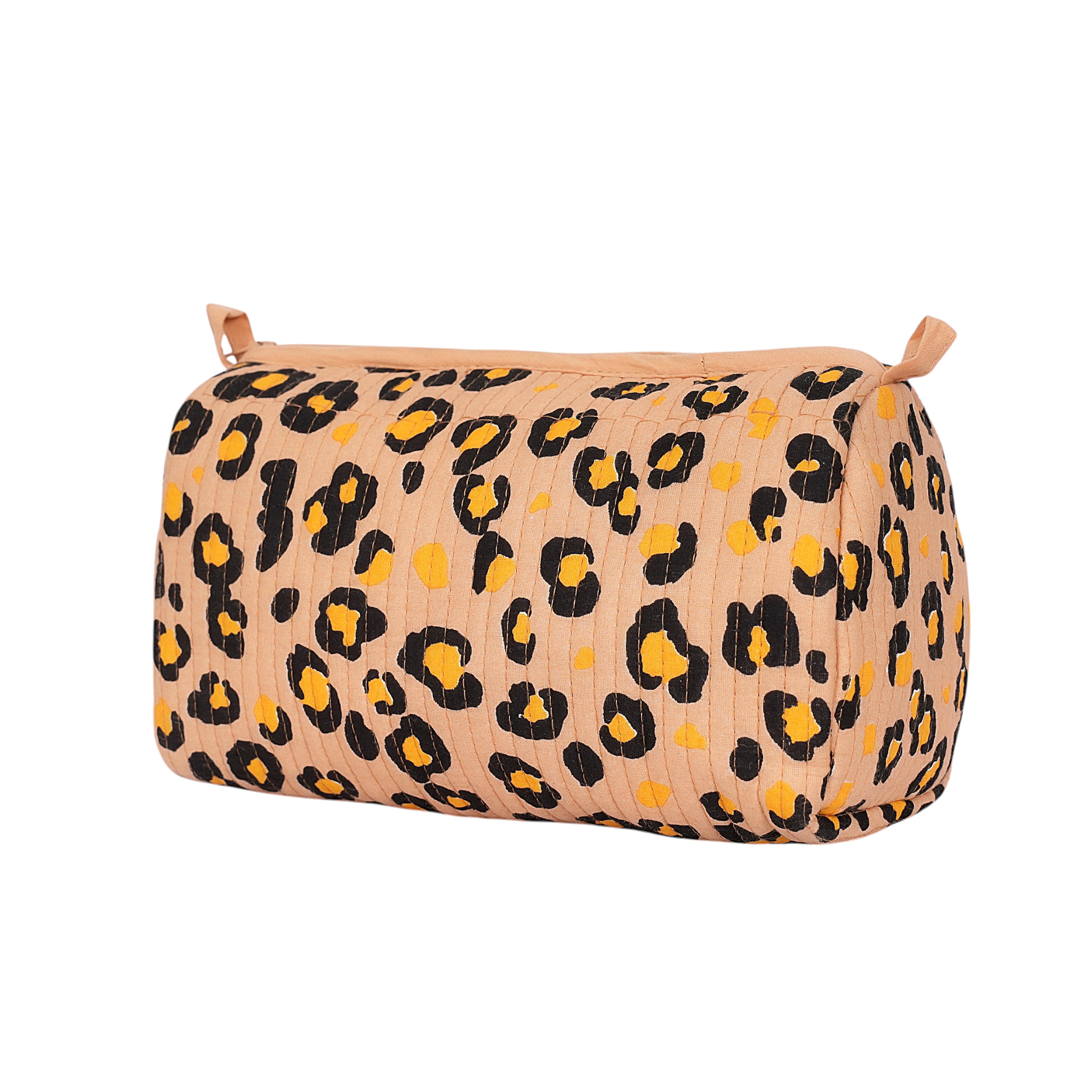 The Leopard 3-Piece Travel Set — handmade hand-block-printed cotton three-piece travel pouch set with our signature leopard print, ethically made in Rajasthan, India