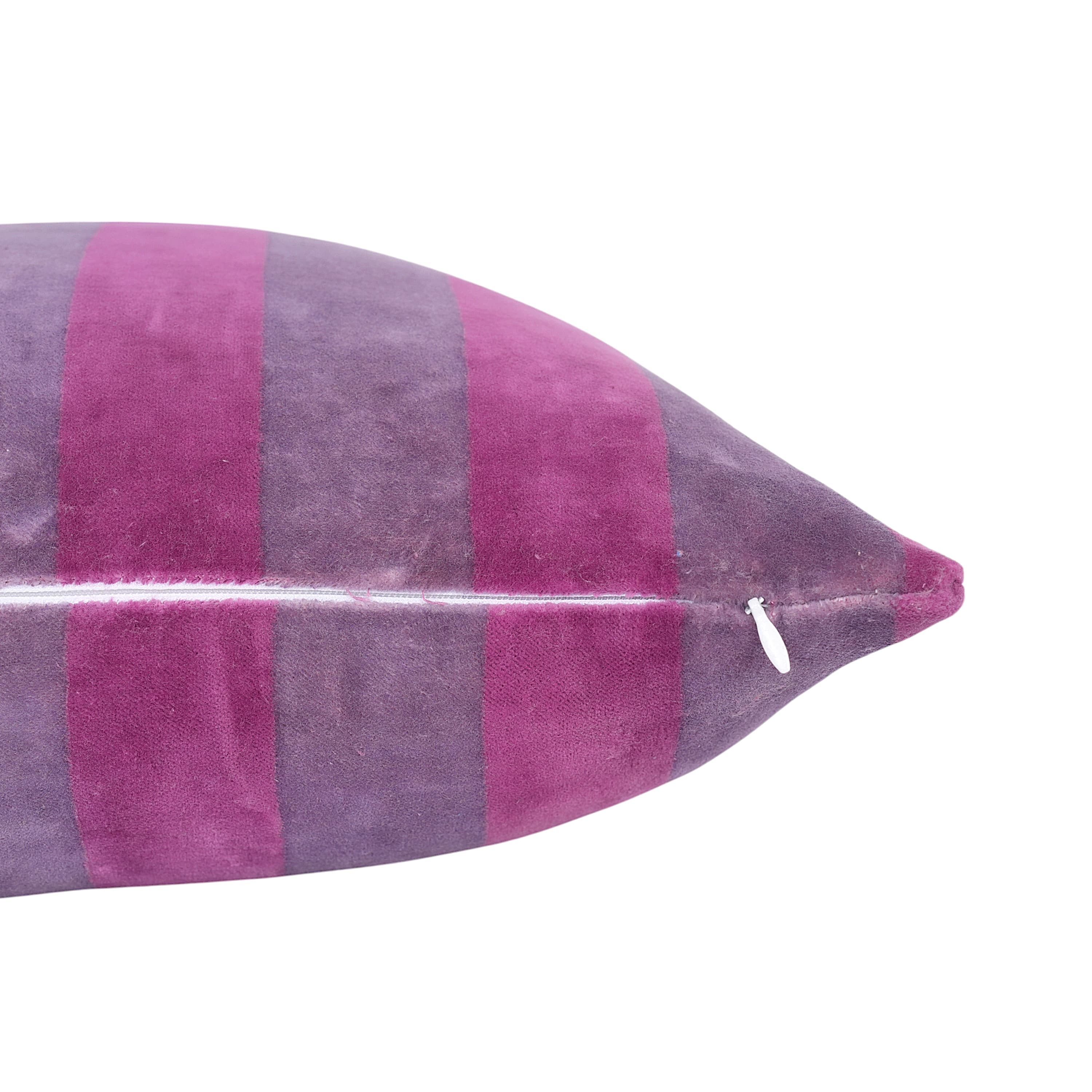 The Striped Velvet Cushion — handmade quilted velvet cushion cover, ethically made in Rajasthan, India