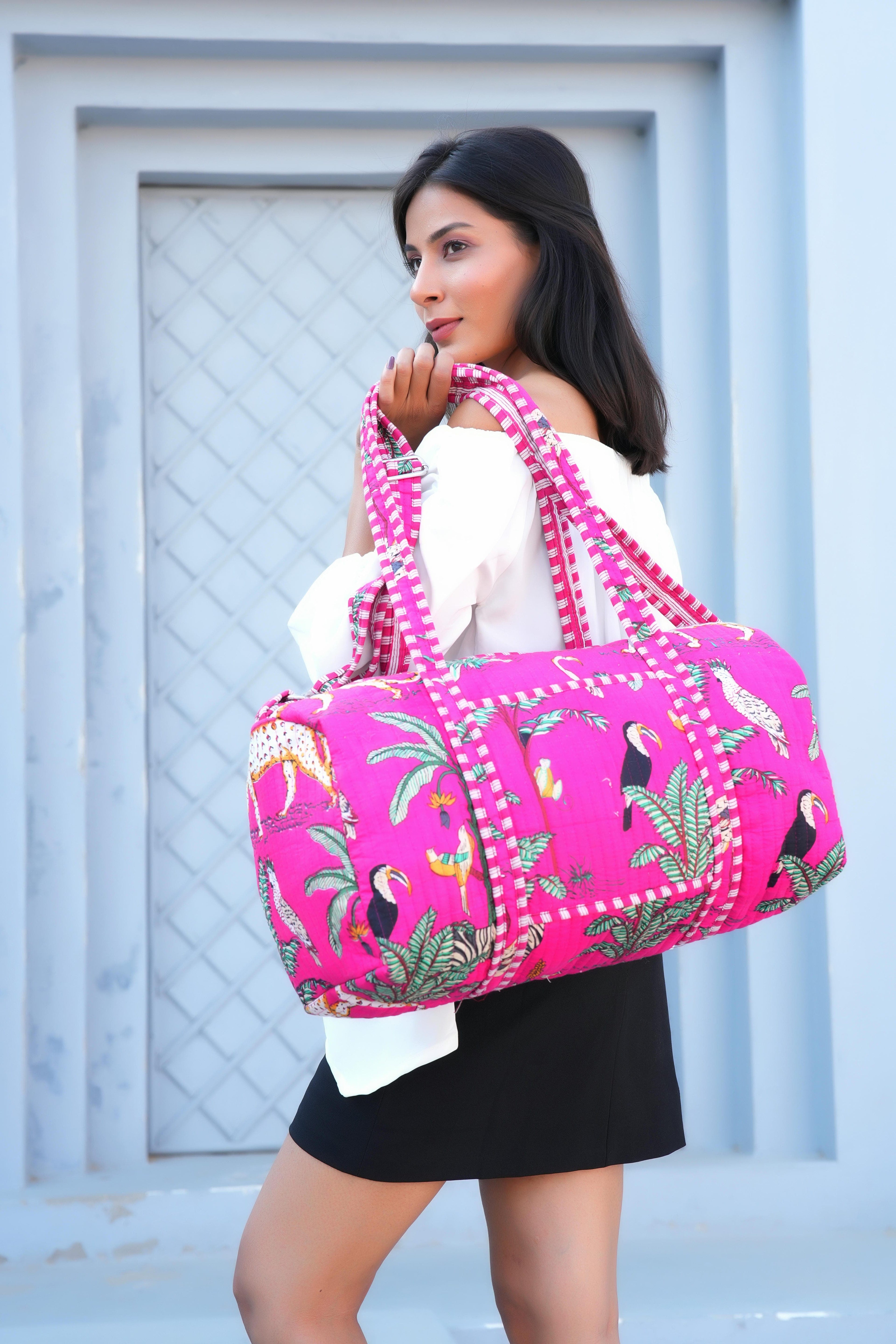 The Jungle Weekender — handmade hand block printed cotton weekender bag, ethically made in Rajasthan, India
