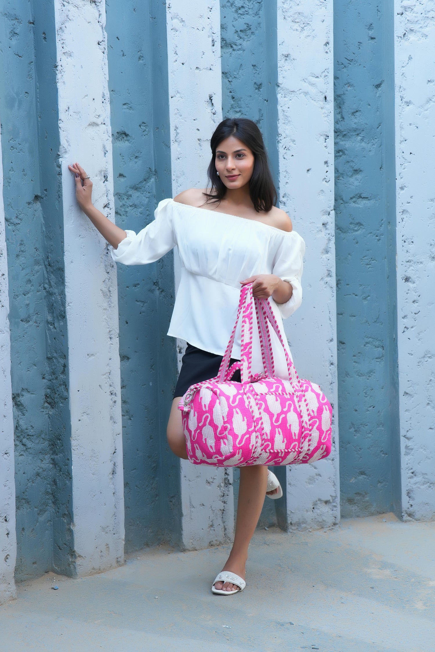 The Mouse Tiger Cotton Weekender — handmade hand block printed cotton weekender bag, ethically made in Rajasthan, India