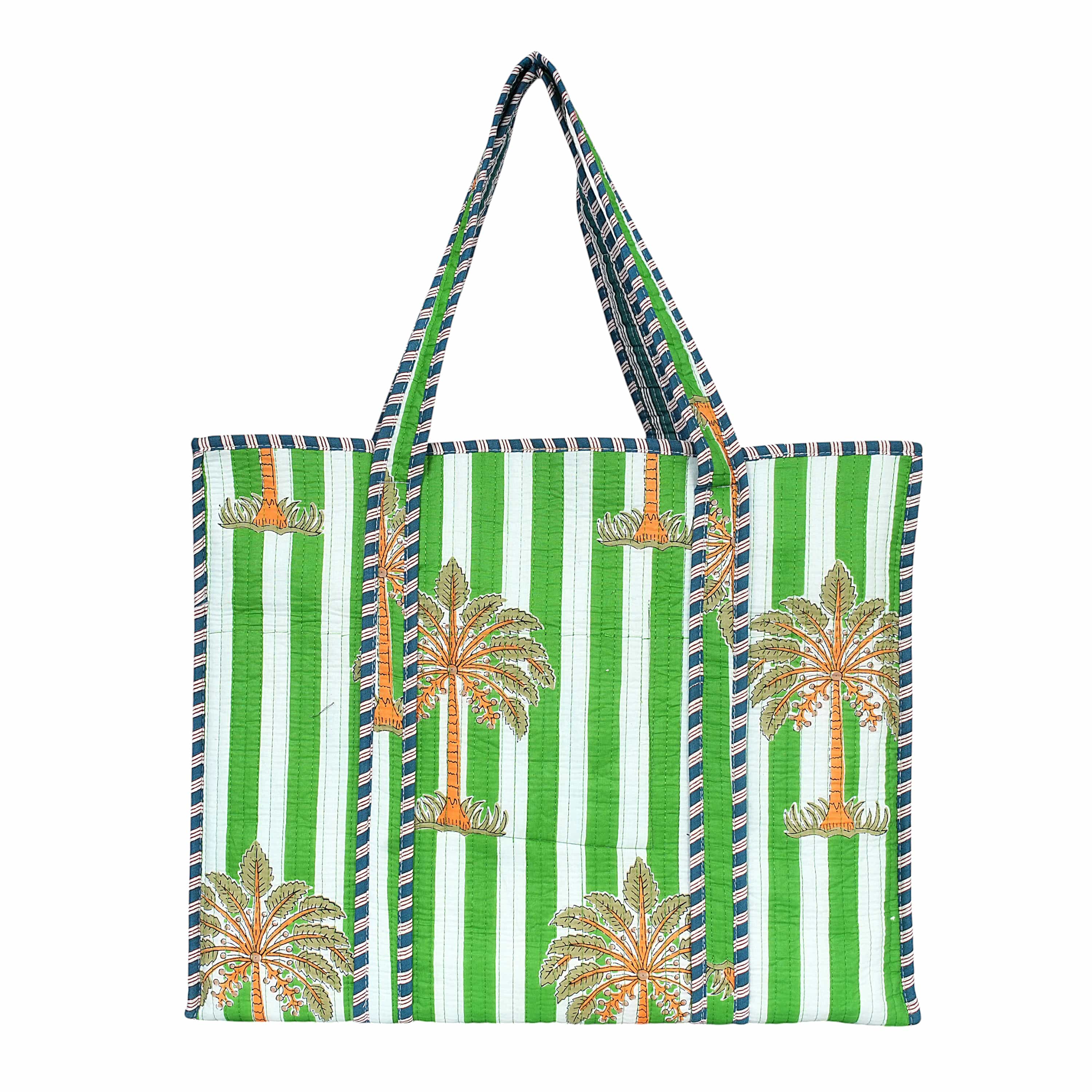 The Palm Tree Tote — handmade hand block printed cotton tote bag, ethically made in Rajasthan, India