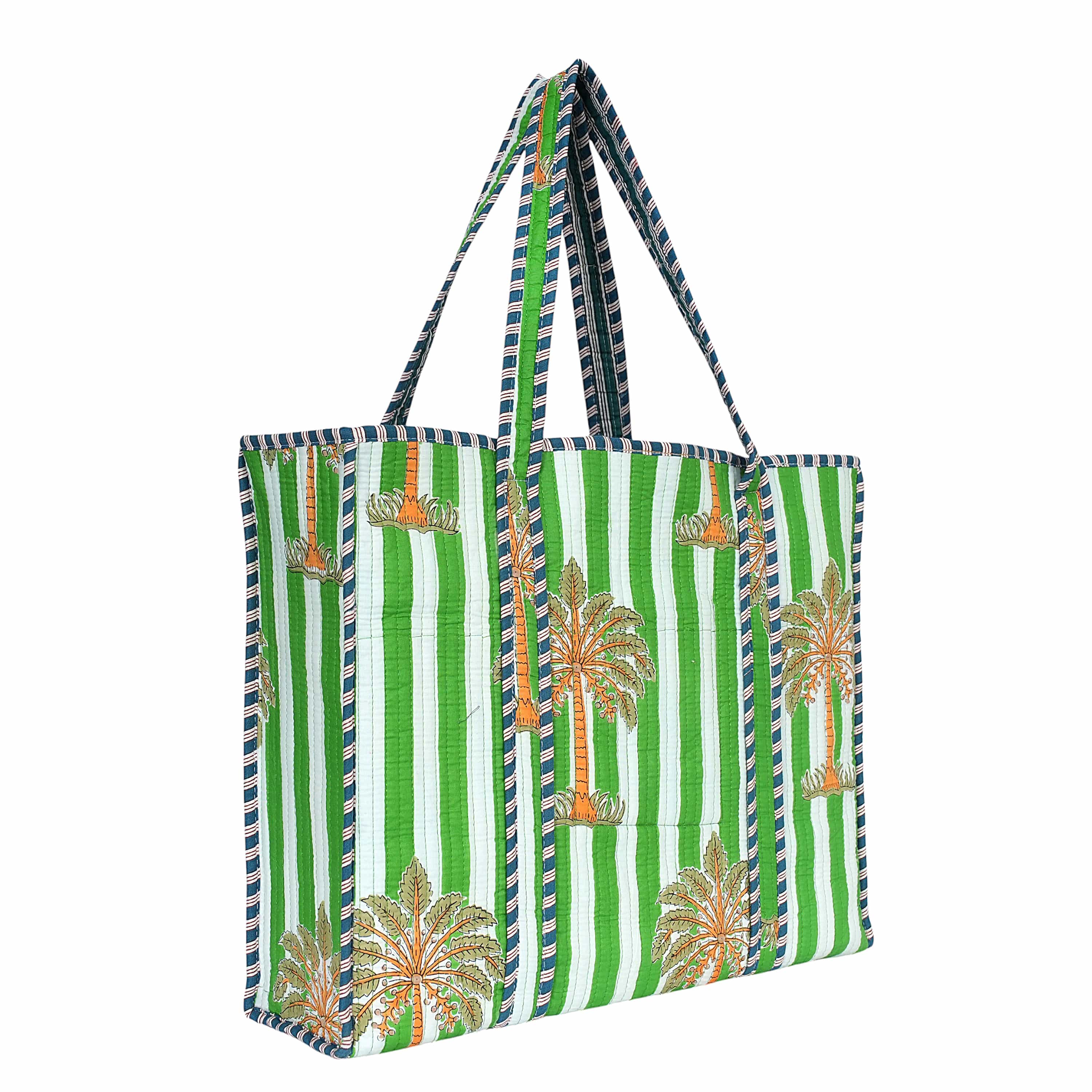 The Palm Tree Tote — handmade hand block printed cotton tote bag, ethically made in Rajasthan, India