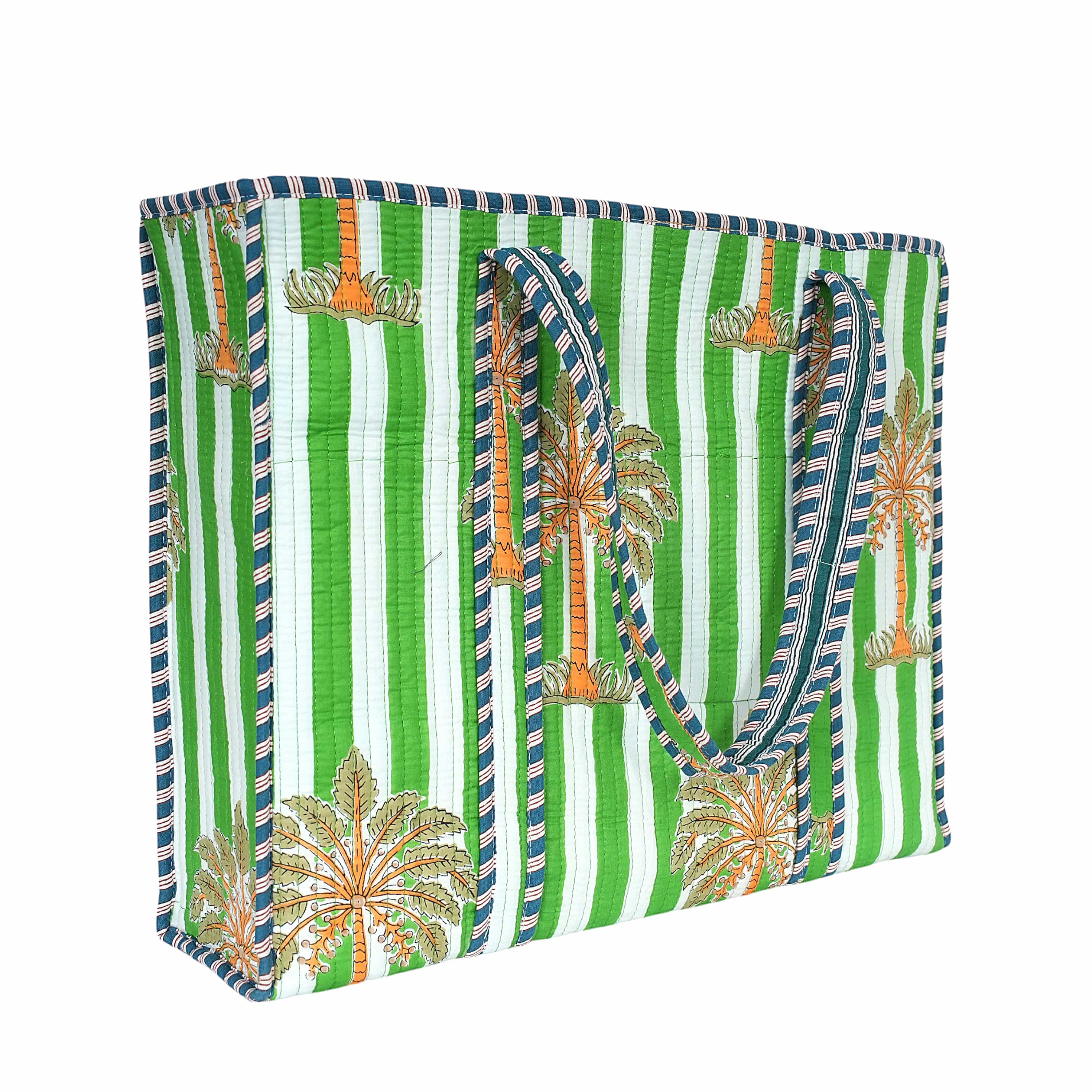 The Palm Tree Tote — handmade hand block printed cotton tote bag, ethically made in Rajasthan, India