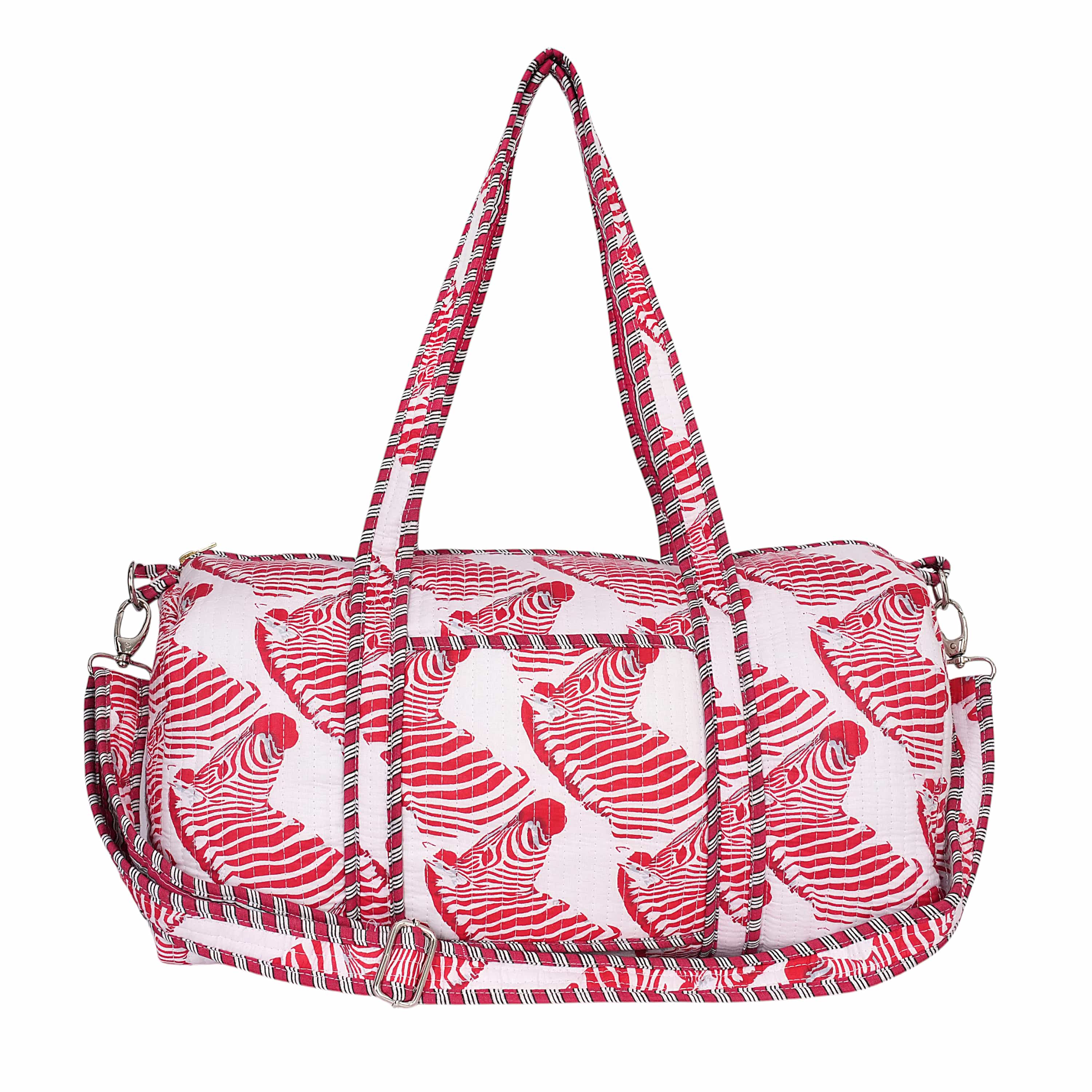 The Zebra Weekender — handmade hand block printed cotton weekender bag, ethically made in Rajasthan, India