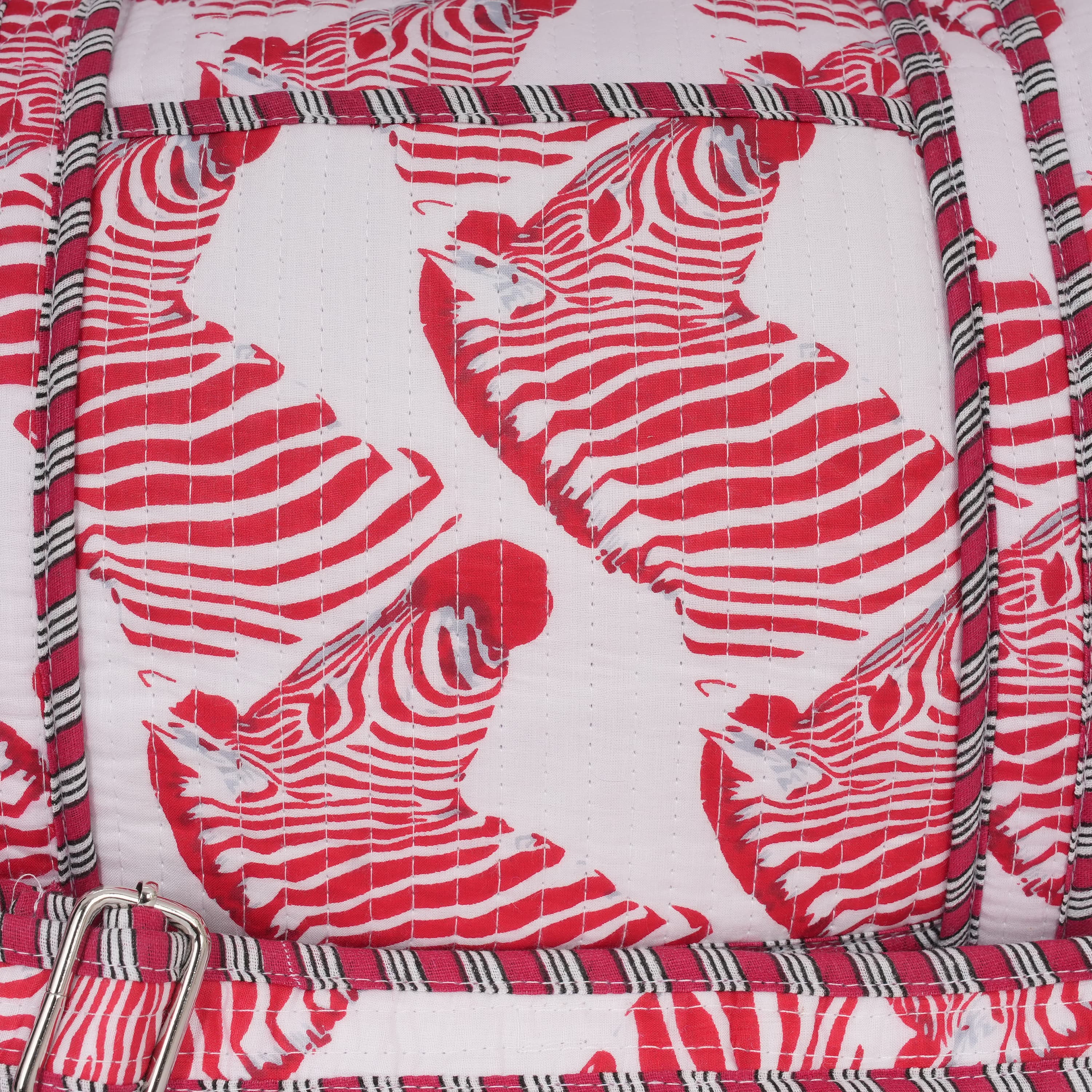 The Zebra Weekender — handmade hand block printed cotton weekender bag, ethically made in Rajasthan, India