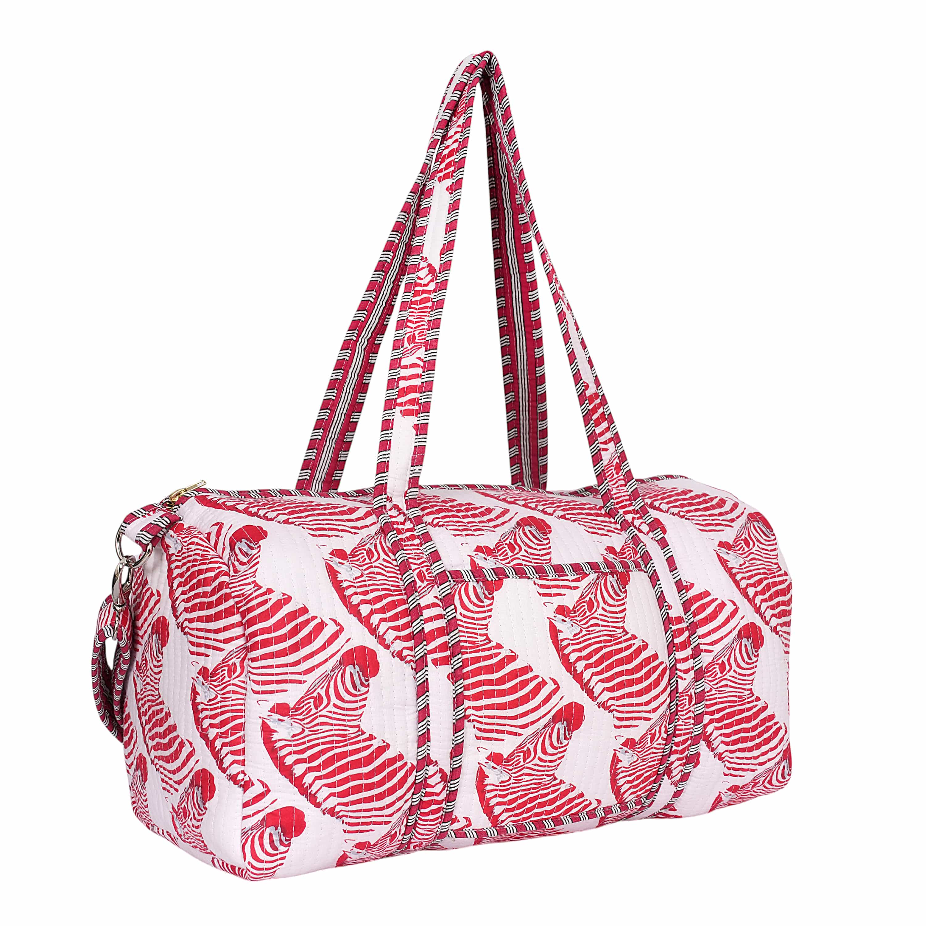The Zebra Weekender — handmade hand block printed cotton weekender bag, ethically made in Rajasthan, India