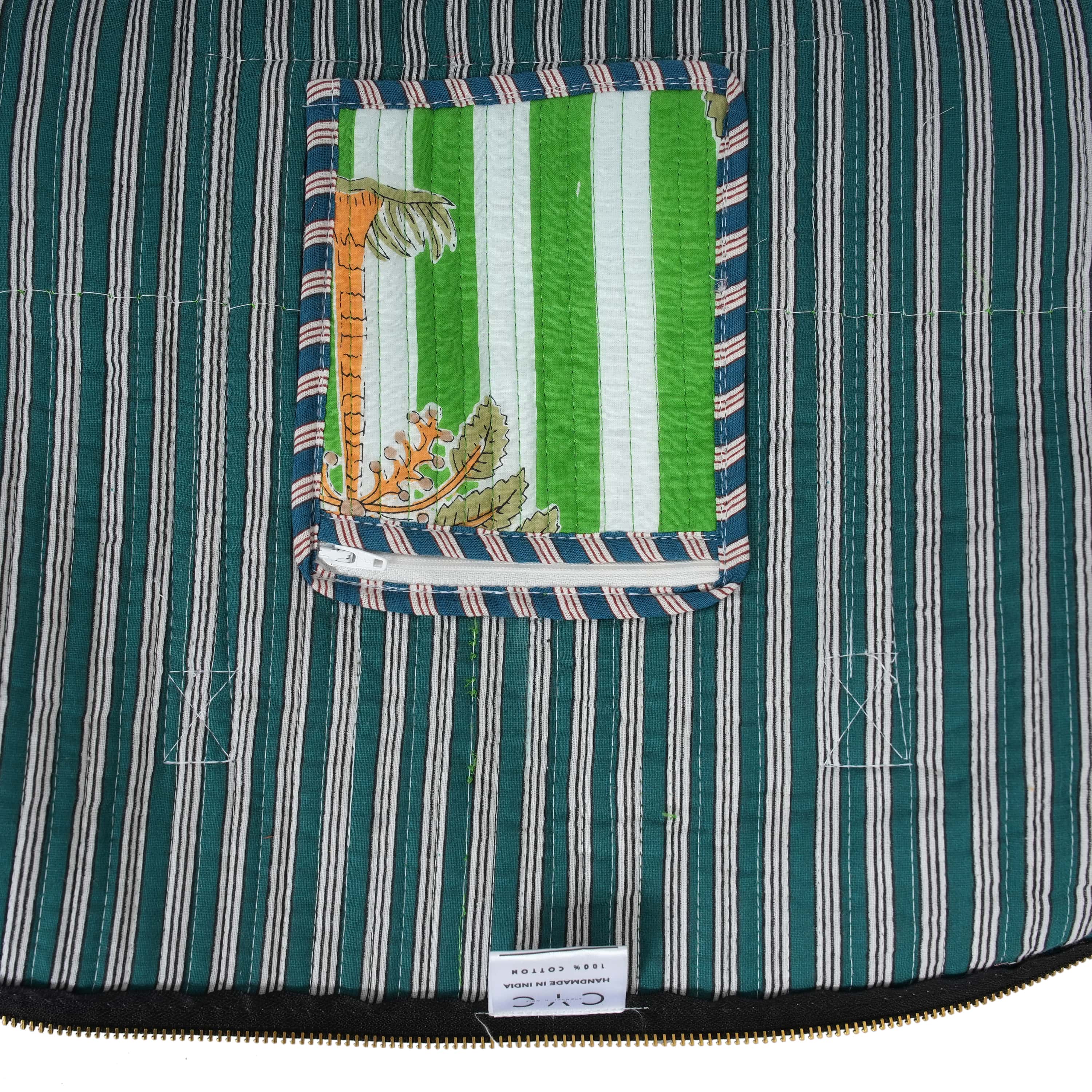 The Palm Weekender — handmade hand block printed cotton weekender bag, ethically made in Rajasthan, India