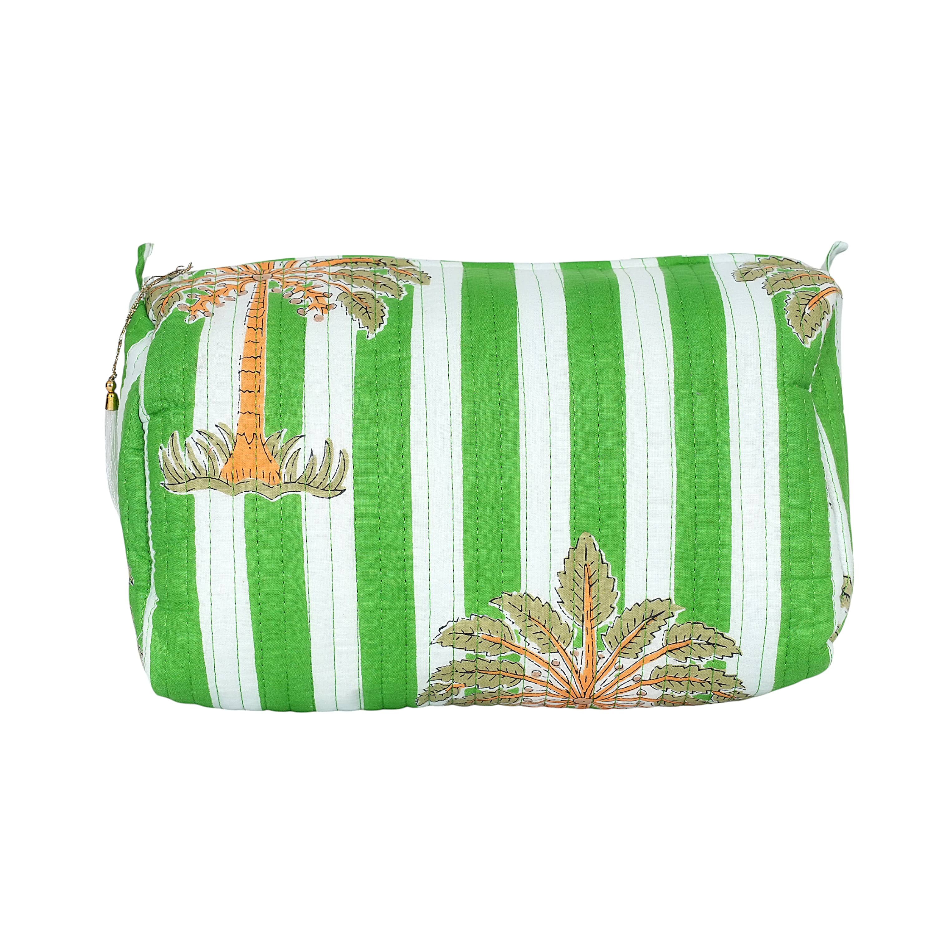 The Palm Tree Travel Set — handmade hand block printed cotton travel pouch set, ethically made in Rajasthan, India