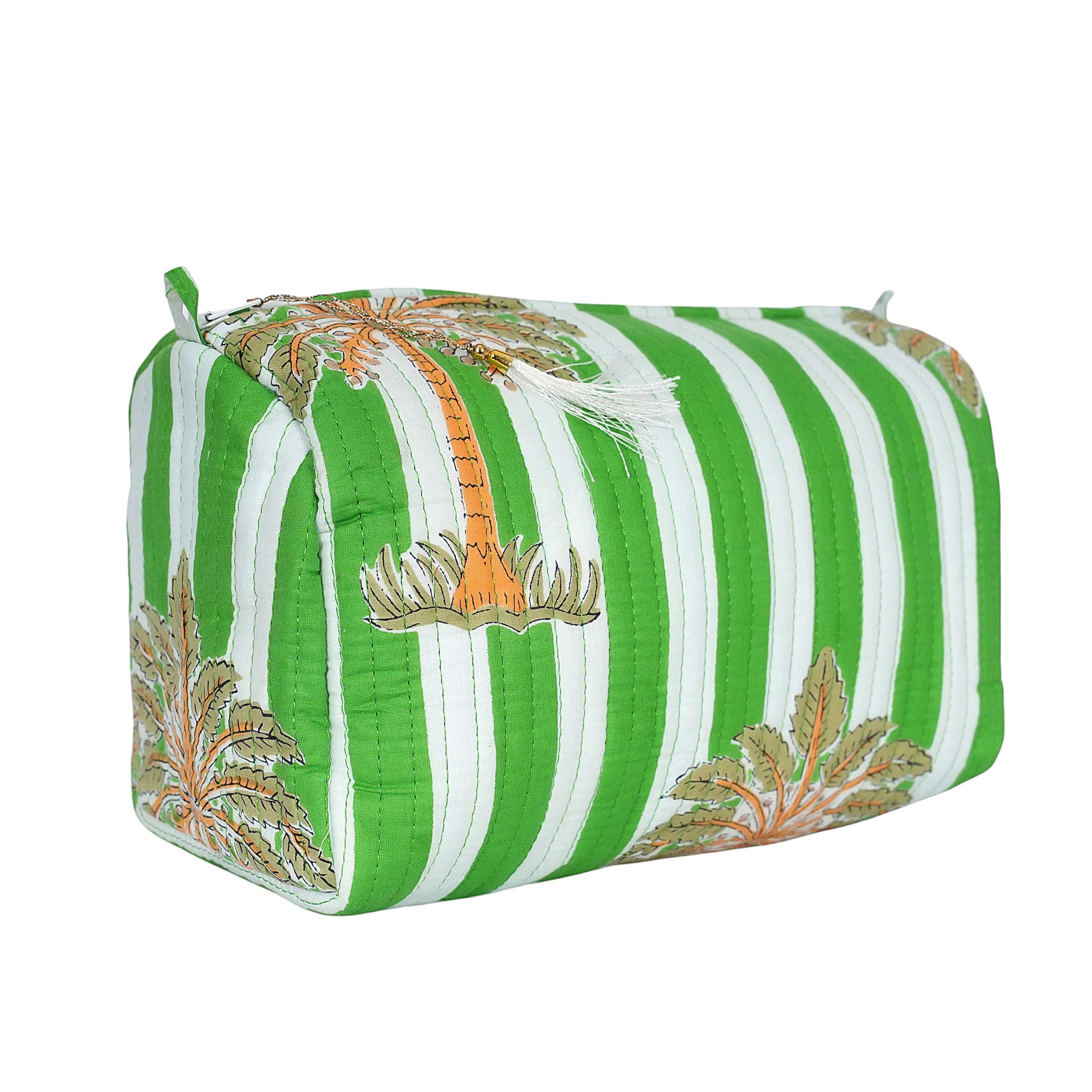 The Palm Tree Travel Set — handmade hand block printed cotton travel pouch set, ethically made in Rajasthan, India