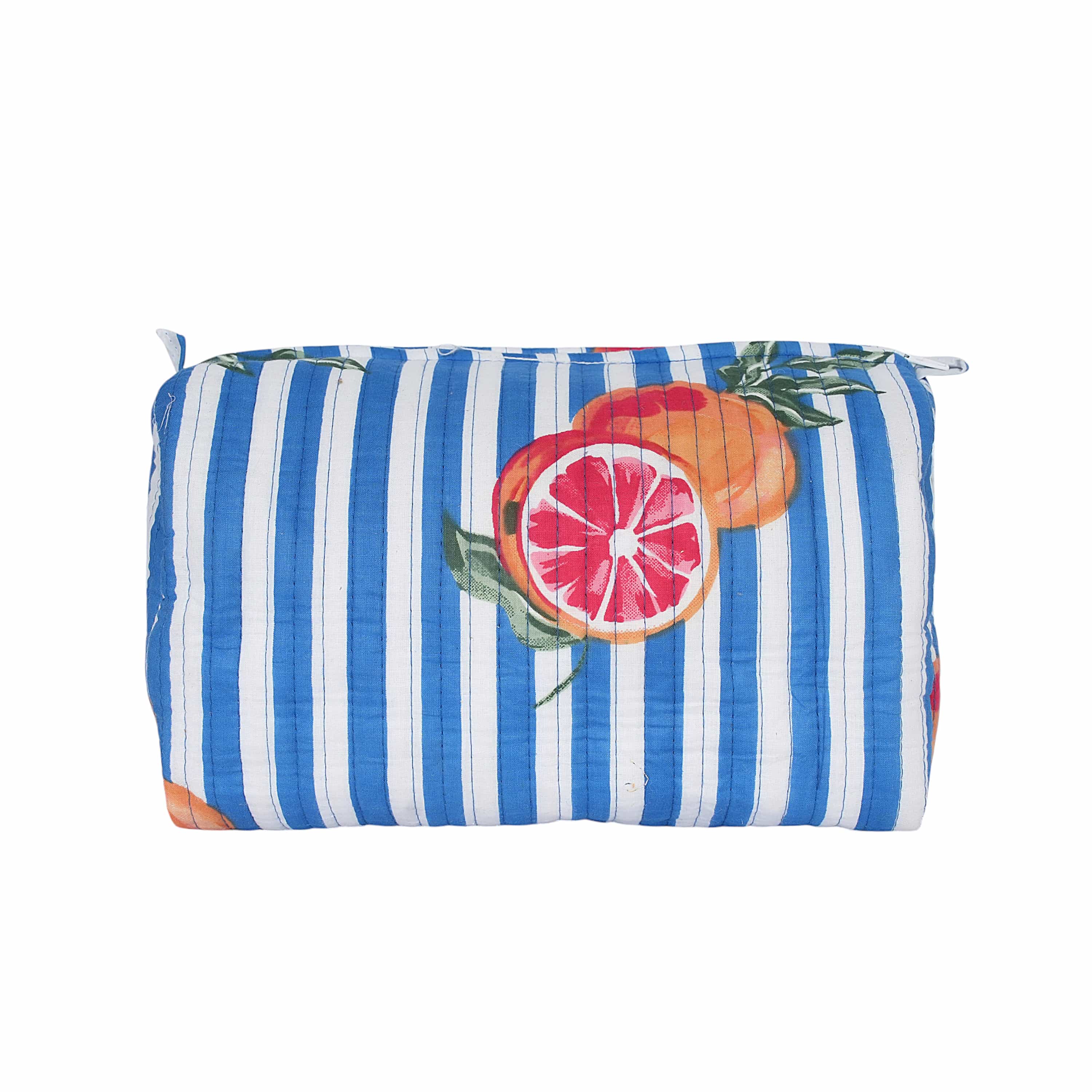 The Summer Fruits Travel Set Oranges — handmade hand block printed cotton travel pouch set, ethically made in Rajasthan, India