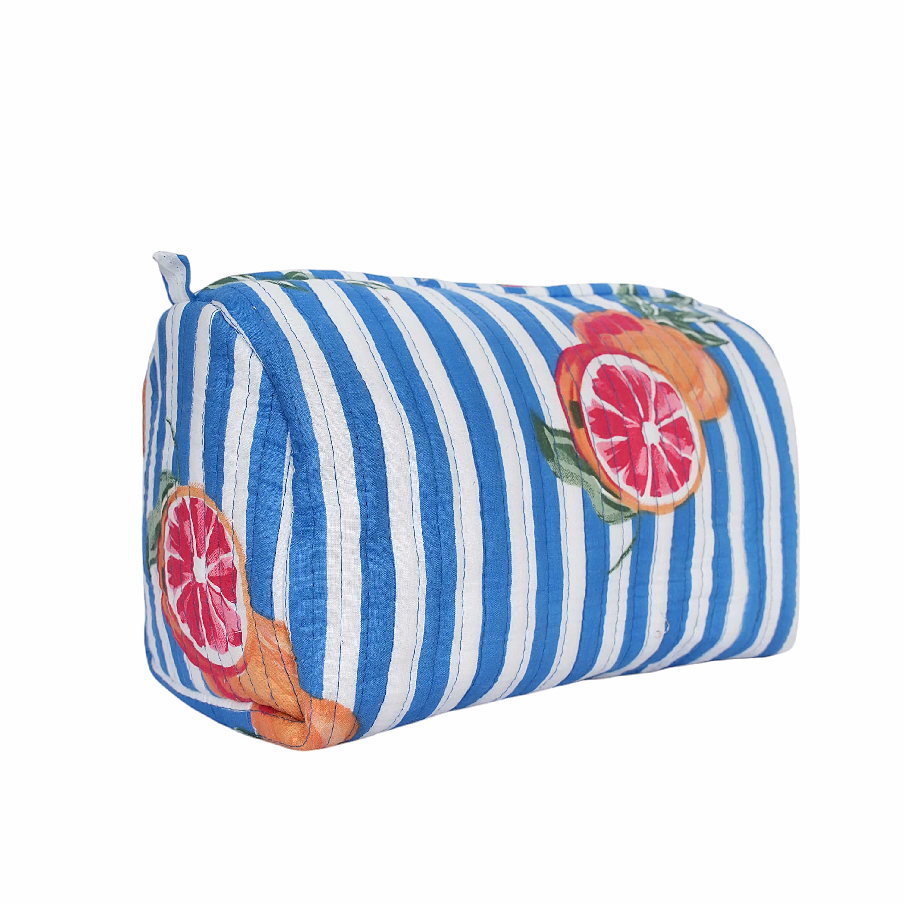 The Summer Fruits Travel Set Oranges — handmade hand block printed cotton travel pouch set, ethically made in Rajasthan, India