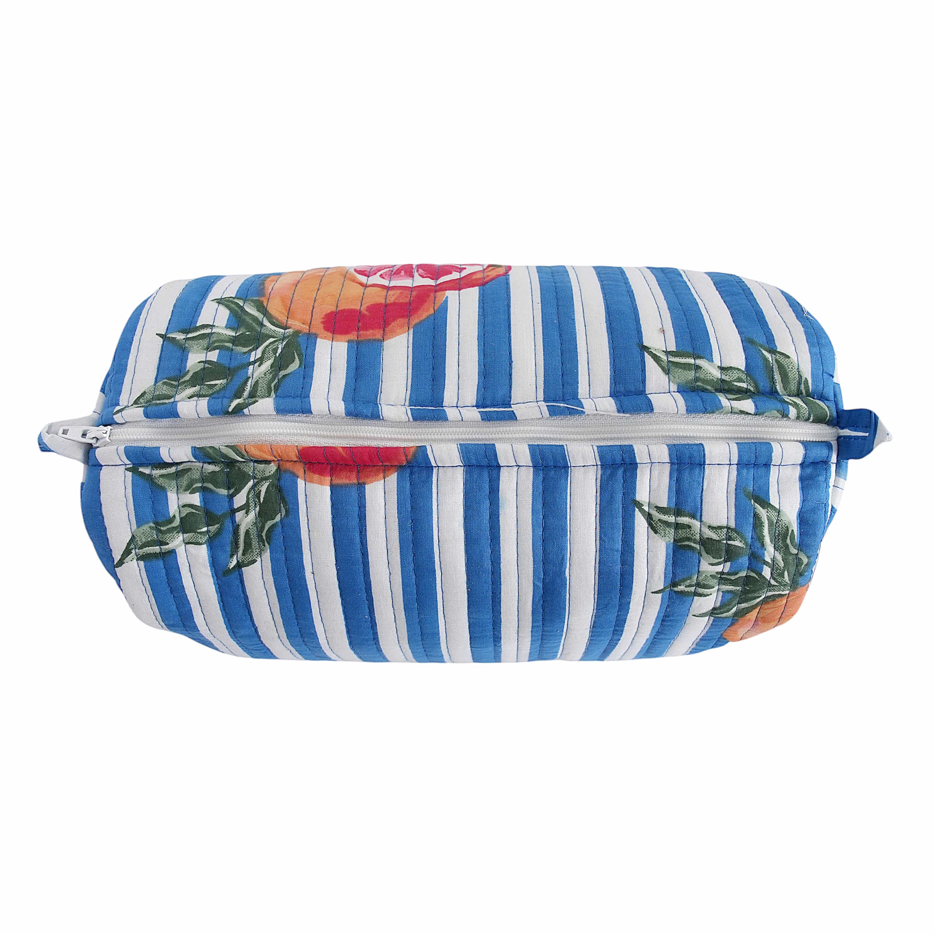 The Summer Fruits Travel Set Oranges — handmade hand block printed cotton travel pouch set, ethically made in Rajasthan, India
