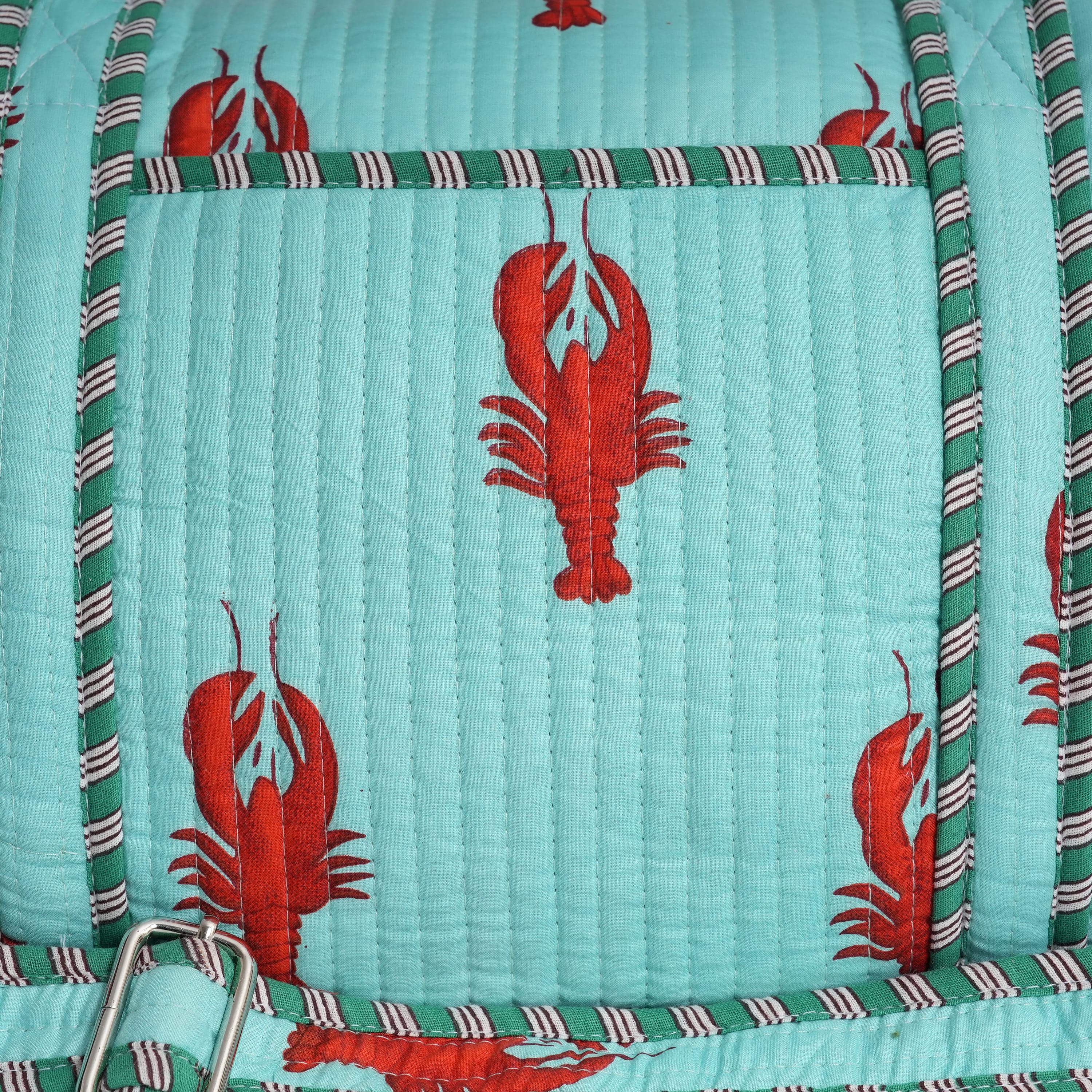 The Lobster Weekender — handmade hand block printed cotton weekender bag, ethically made in Rajasthan, India