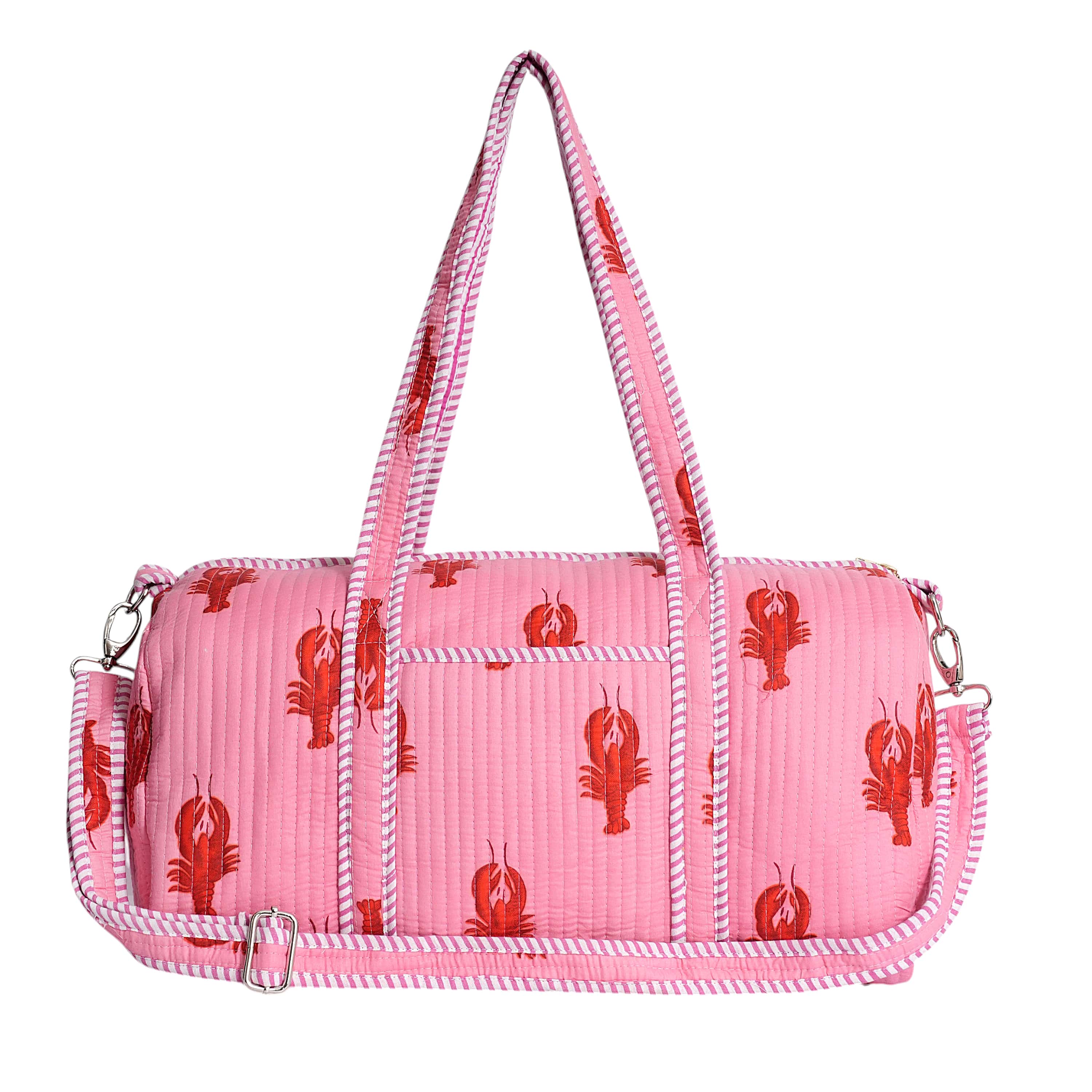 The Lobster Weekender — handmade hand block printed cotton weekender bag, ethically made in Rajasthan, India