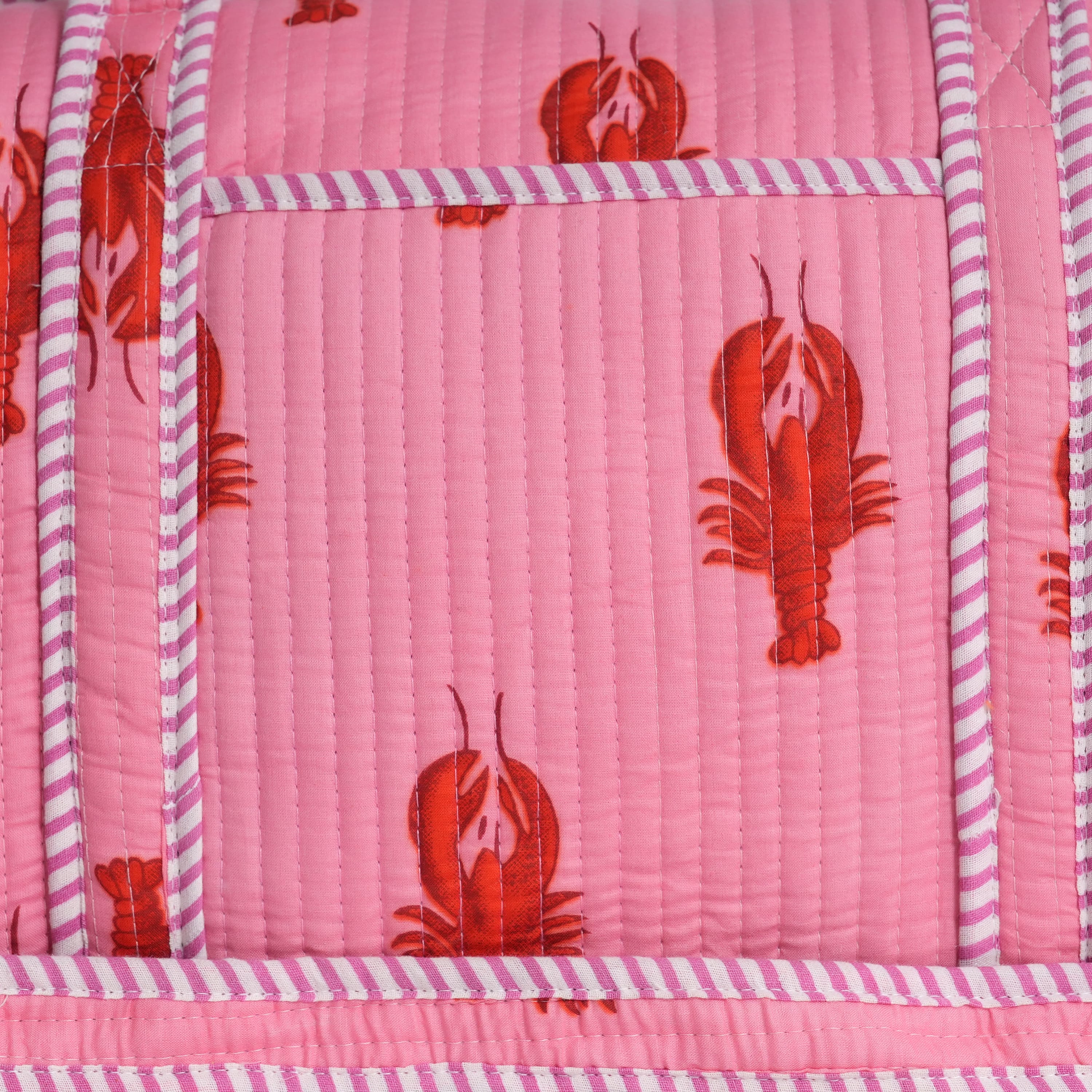 The Lobster Weekender — handmade hand block printed cotton weekender bag, ethically made in Rajasthan, India