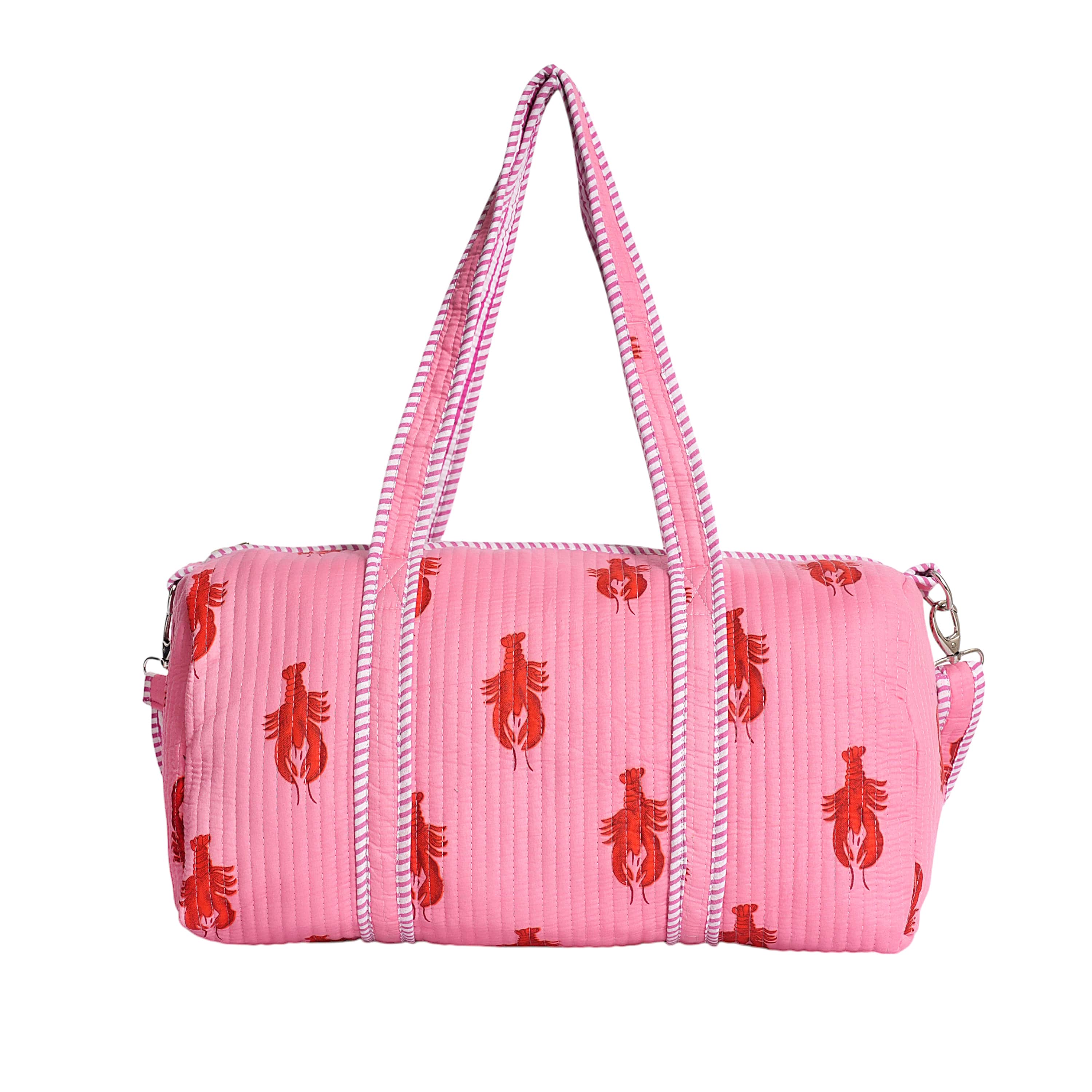 The Lobster Weekender — handmade hand block printed cotton weekender bag, ethically made in Rajasthan, India