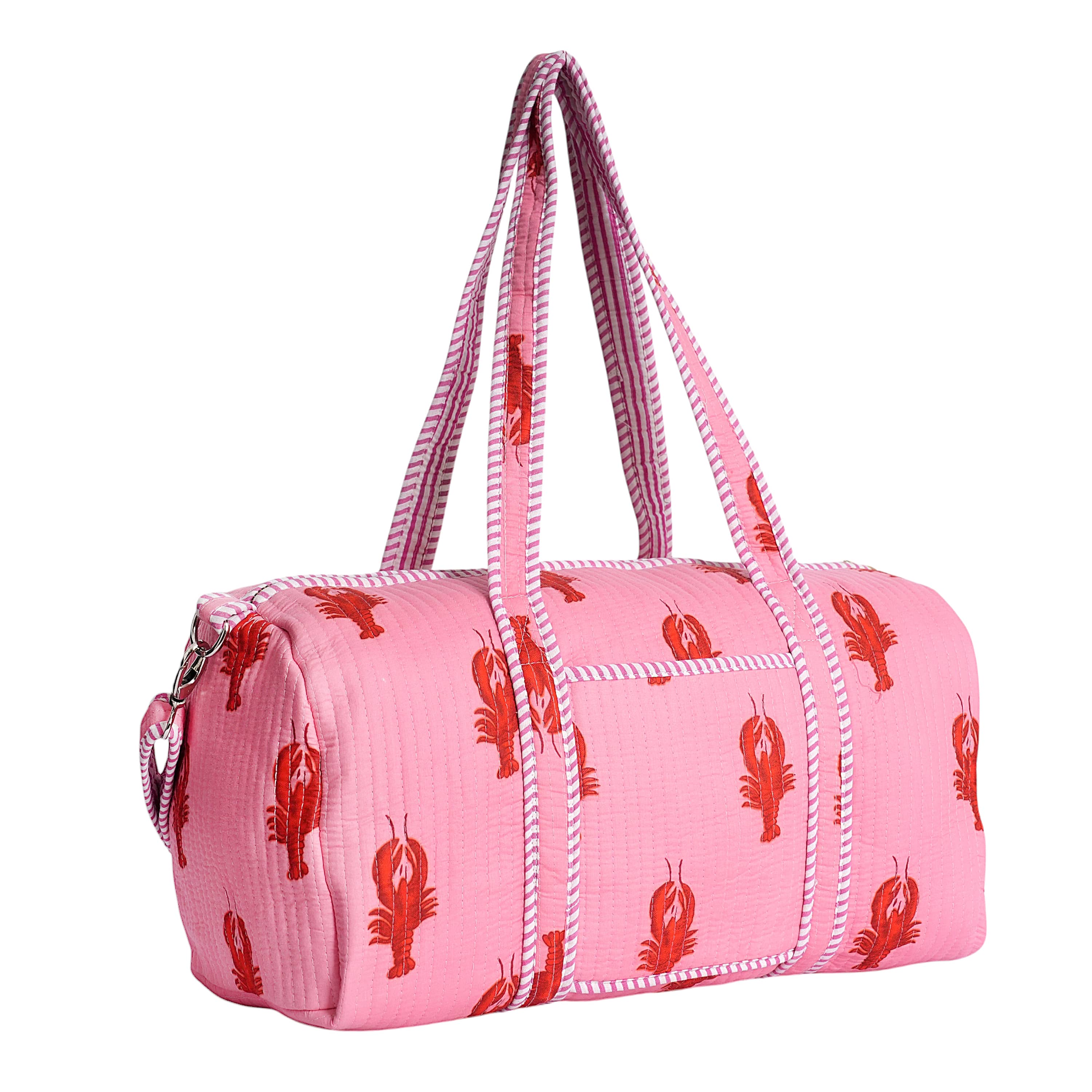 The Lobster Weekender — handmade hand block printed cotton weekender bag, ethically made in Rajasthan, India