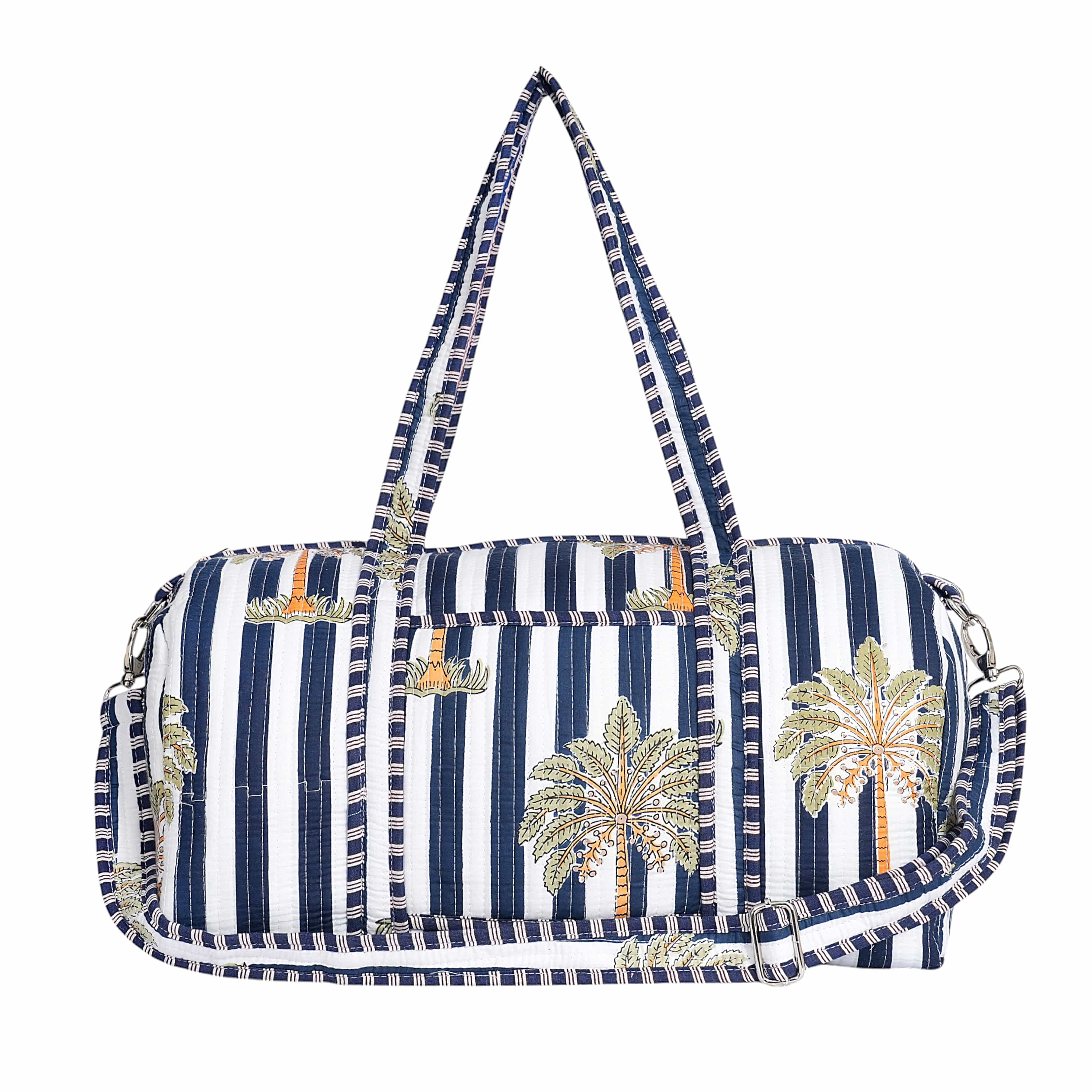 The Palm Weekender — handmade hand block printed cotton weekender bag, ethically made in Rajasthan, India