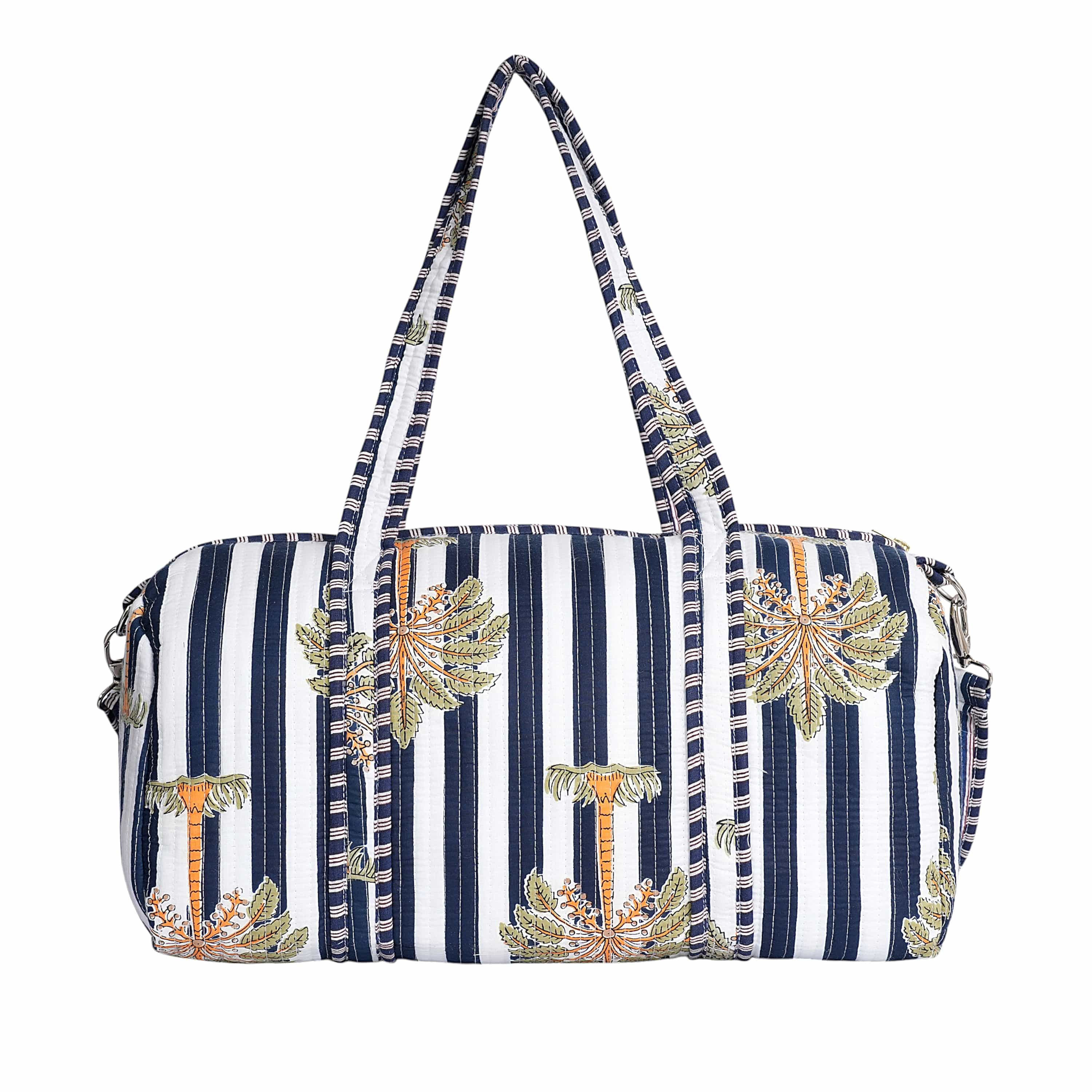 The Palm Weekender — handmade hand block printed cotton weekender bag, ethically made in Rajasthan, India