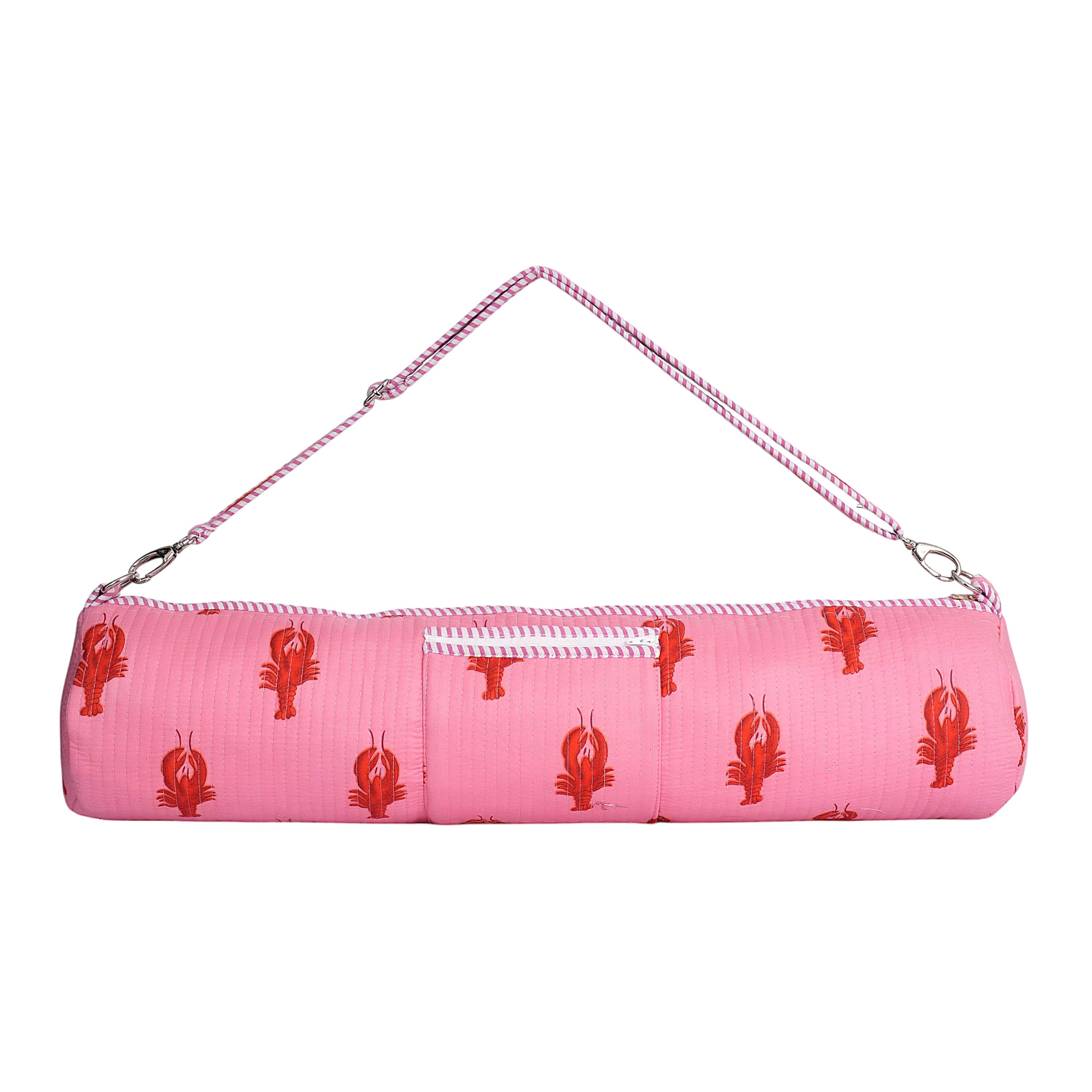 The Lobster Yoga Bag — handmade hand block printed cotton yoga mat bag, ethically made in Rajasthan, India