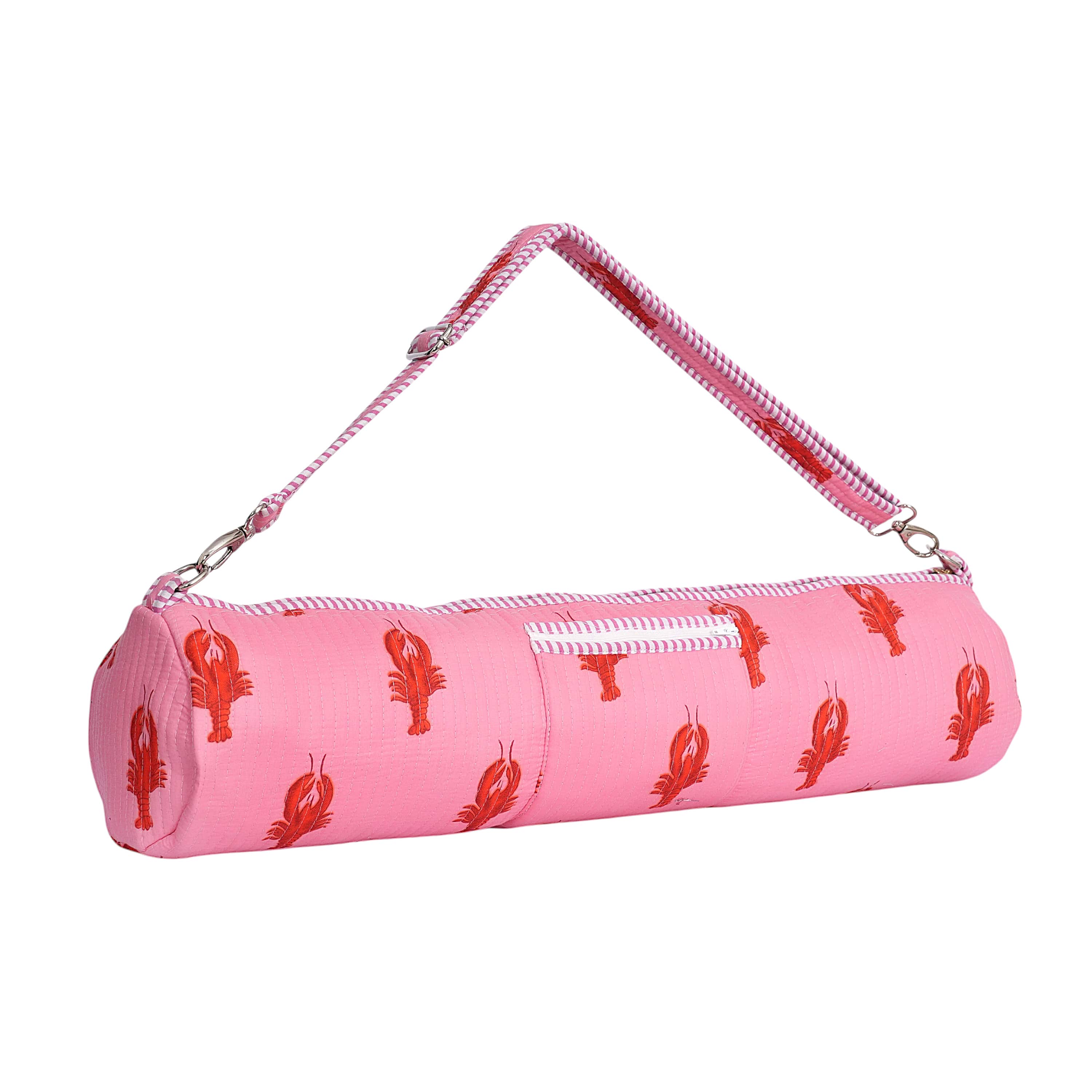 The Lobster Yoga Bag — handmade hand block printed cotton yoga mat bag, ethically made in Rajasthan, India