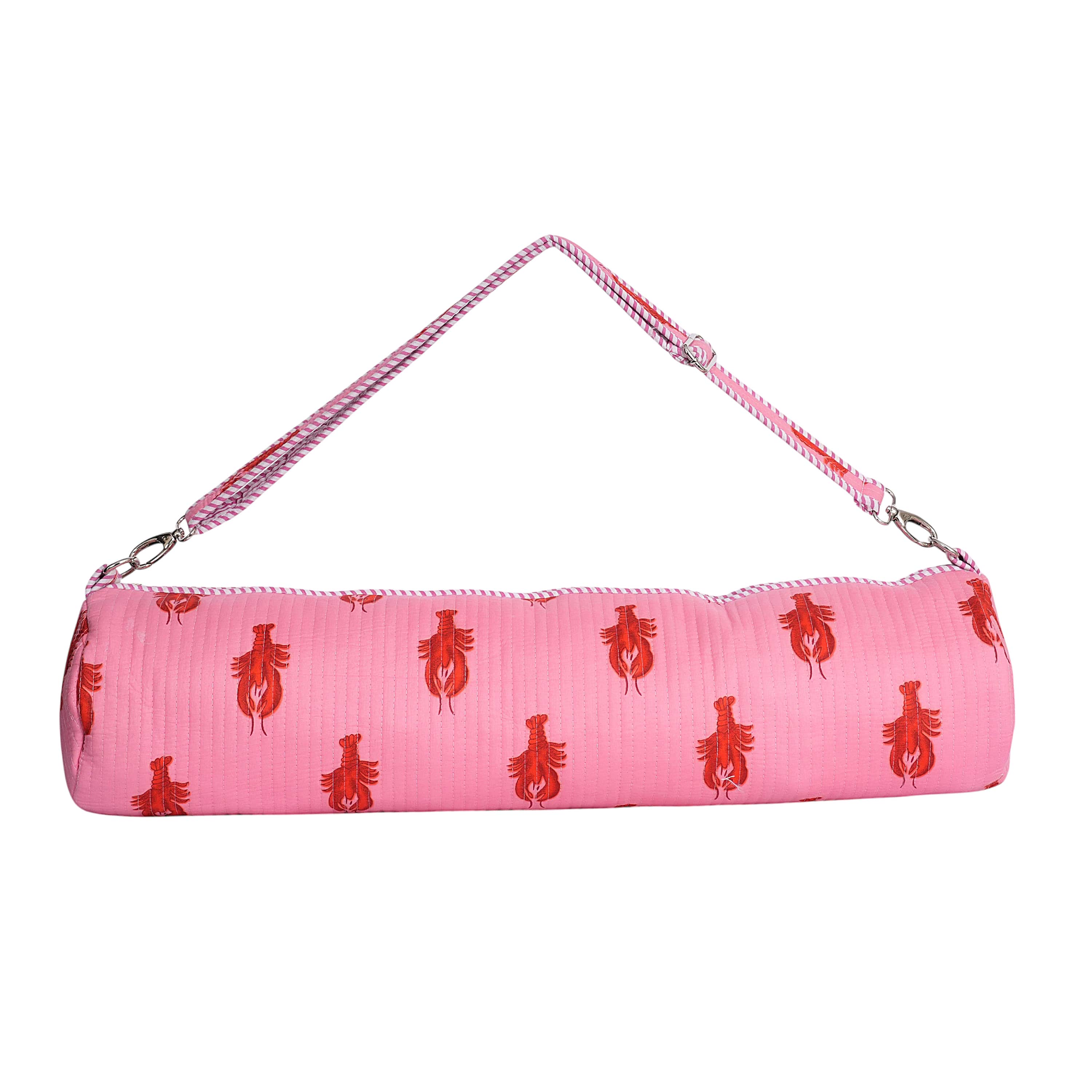 The Lobster Yoga Bag — handmade hand block printed cotton yoga mat bag, ethically made in Rajasthan, India