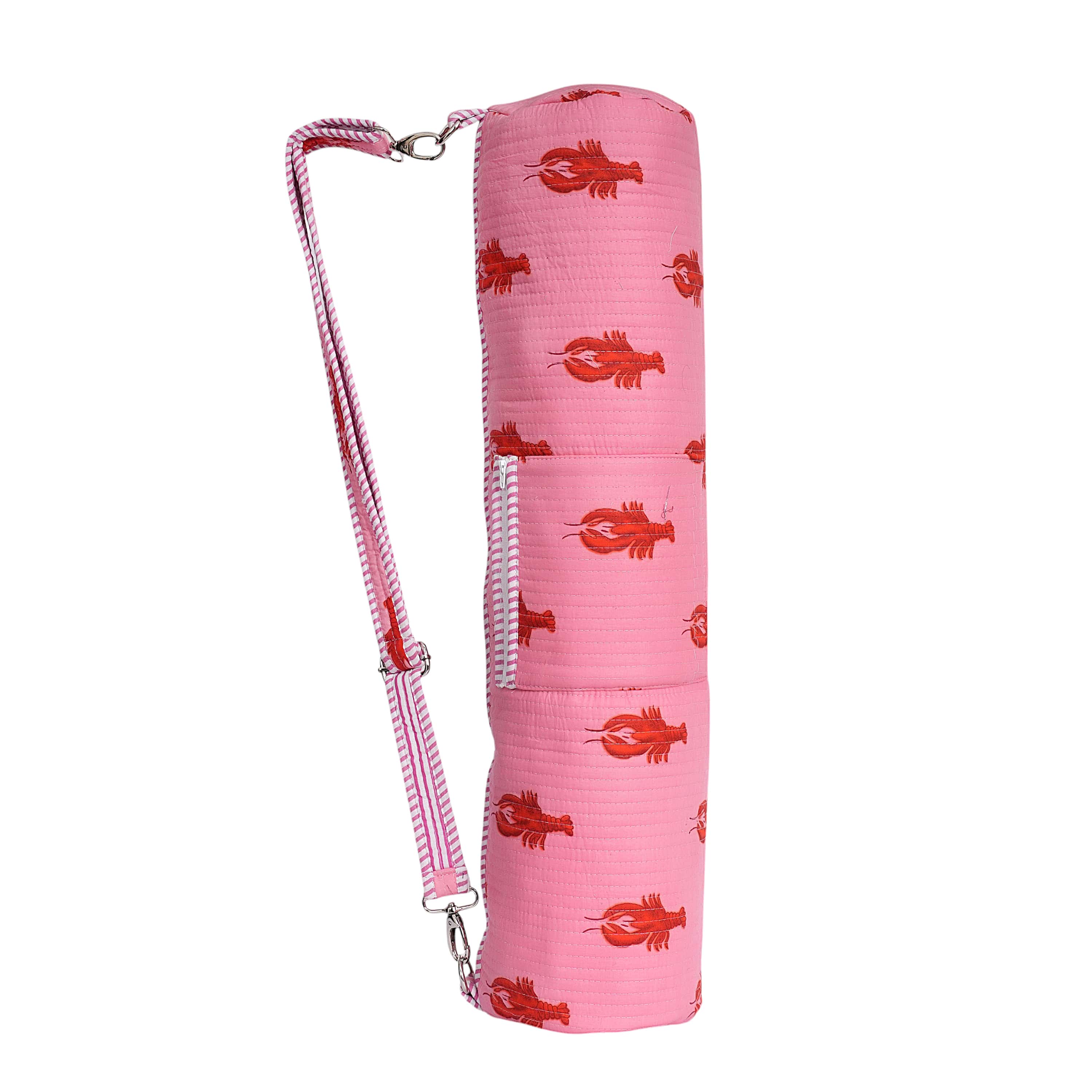 The Lobster Yoga Bag — handmade hand block printed cotton yoga mat bag, ethically made in Rajasthan, India