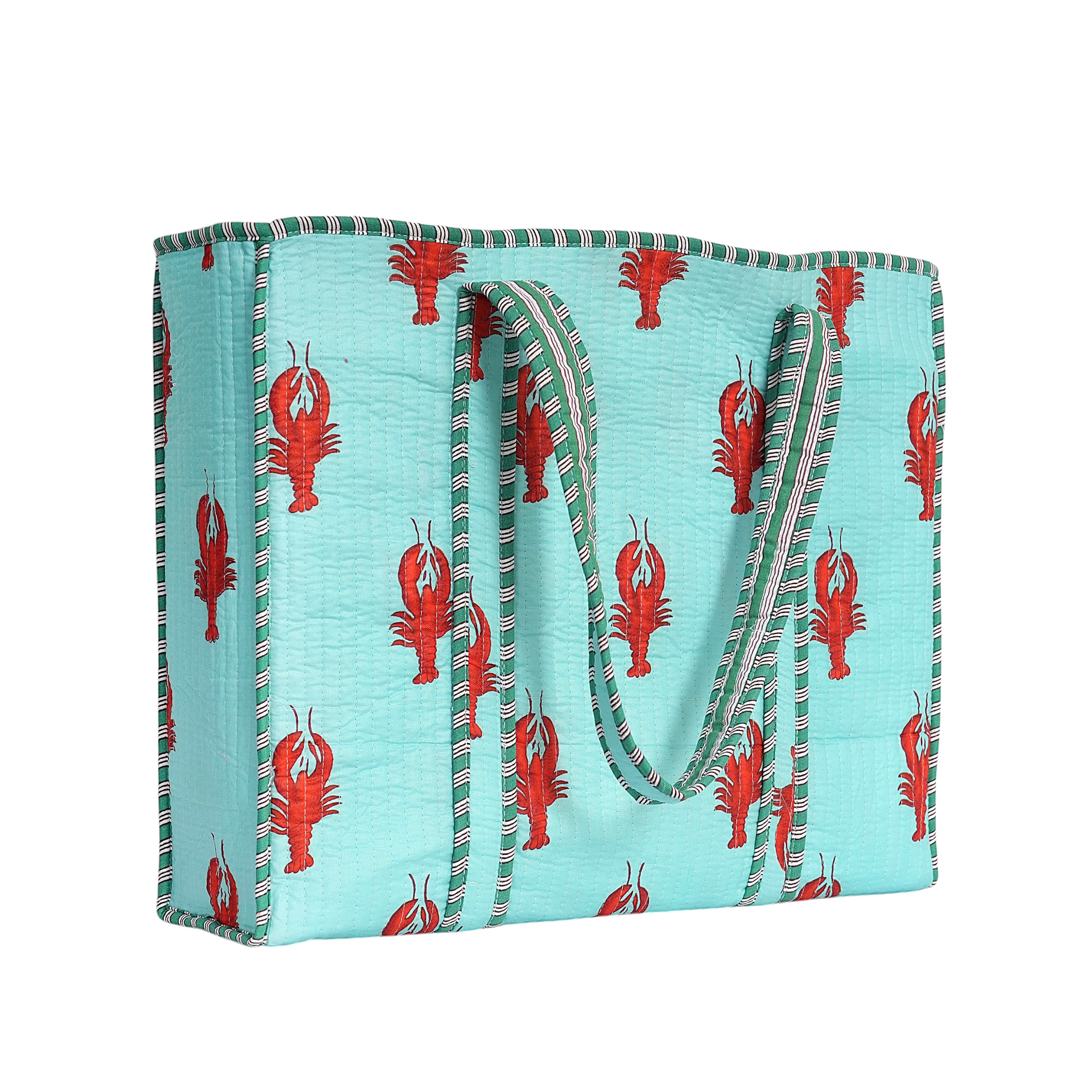 The Lobster Tote — handmade hand block printed cotton tote bag, ethically made in Rajasthan, India
