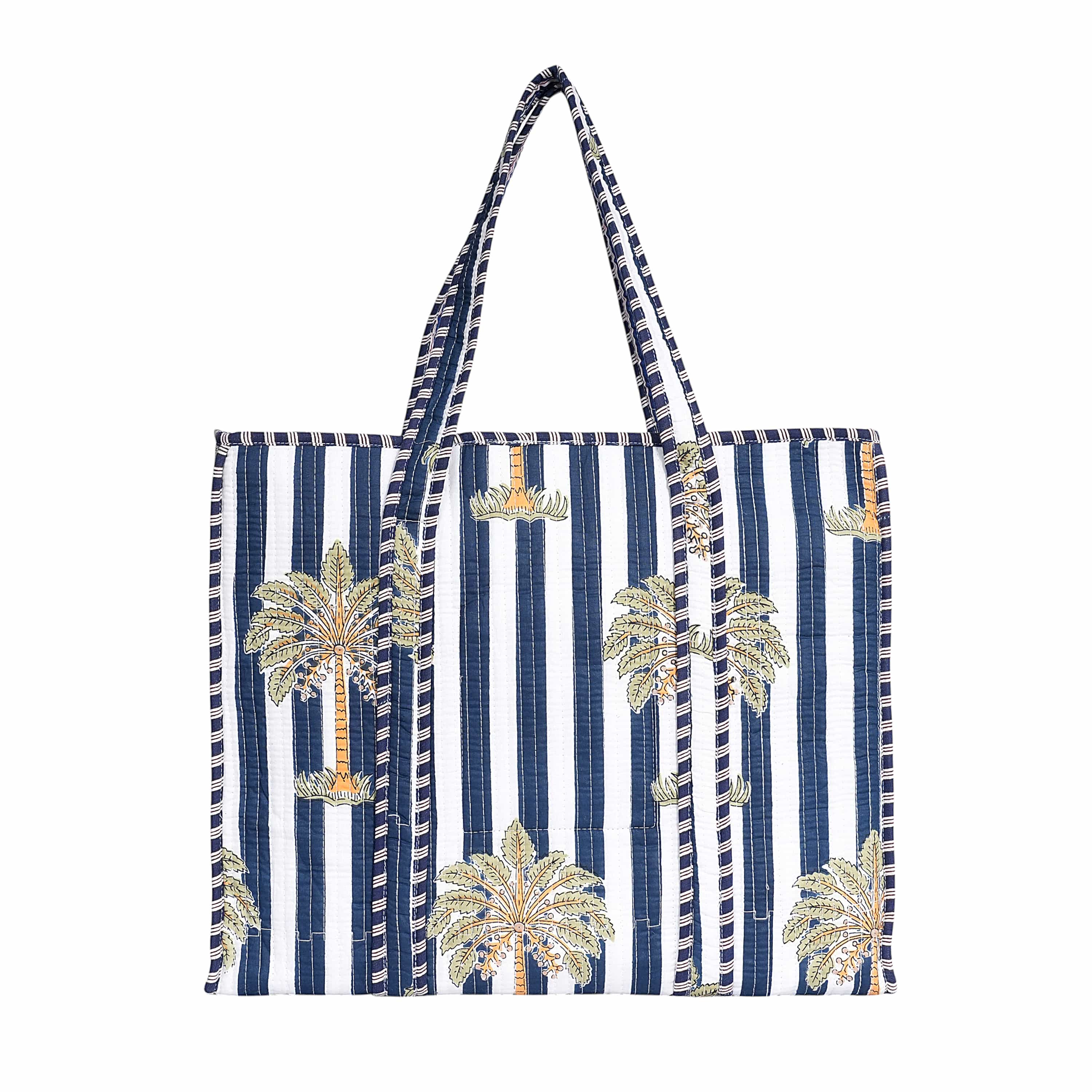The Palm Tree Tote — handmade hand block printed cotton tote bag, ethically made in Rajasthan, India
