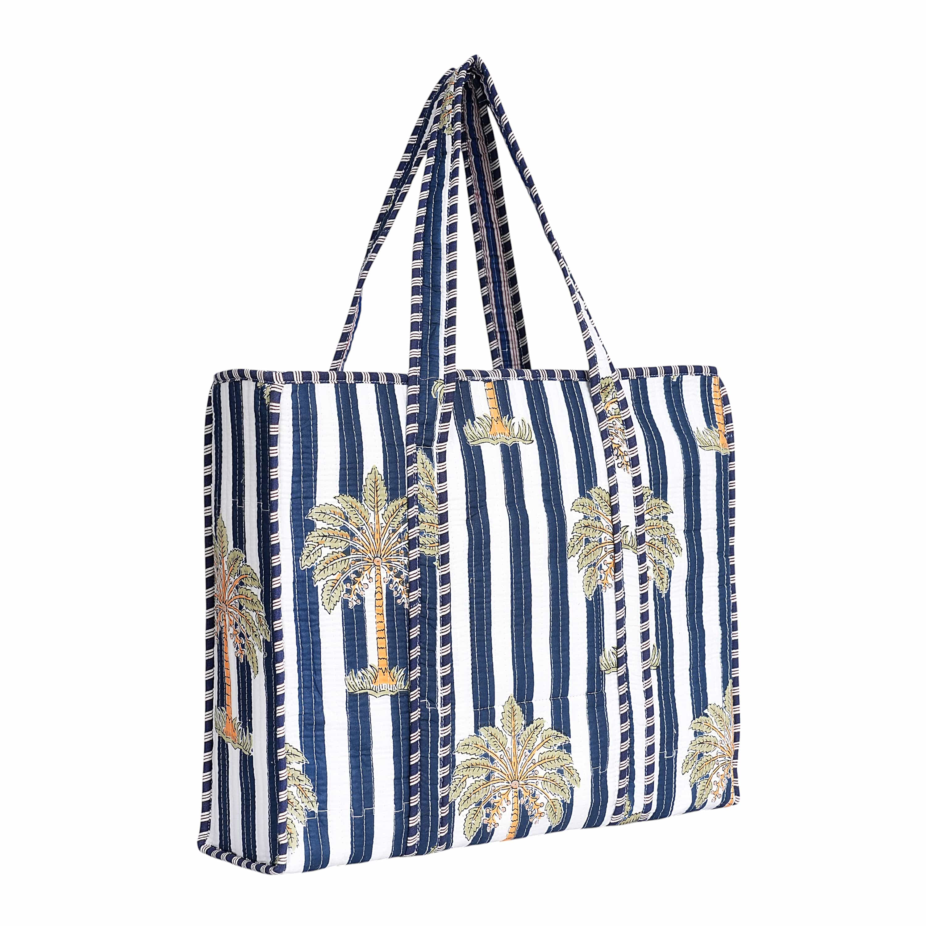 The Palm Tree Tote — handmade hand block printed cotton tote bag, ethically made in Rajasthan, India