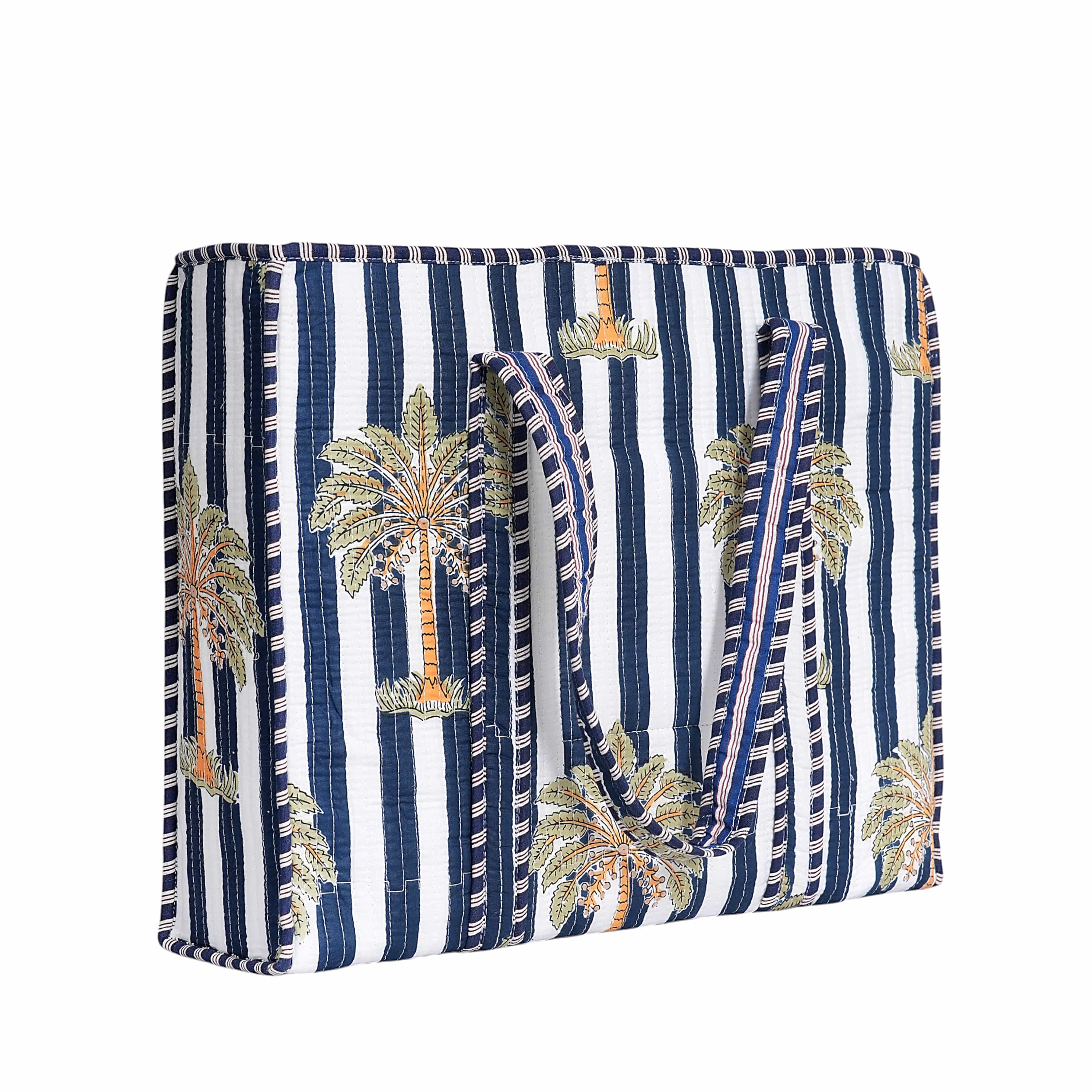 The Palm Tree Tote — handmade hand block printed cotton tote bag, ethically made in Rajasthan, India