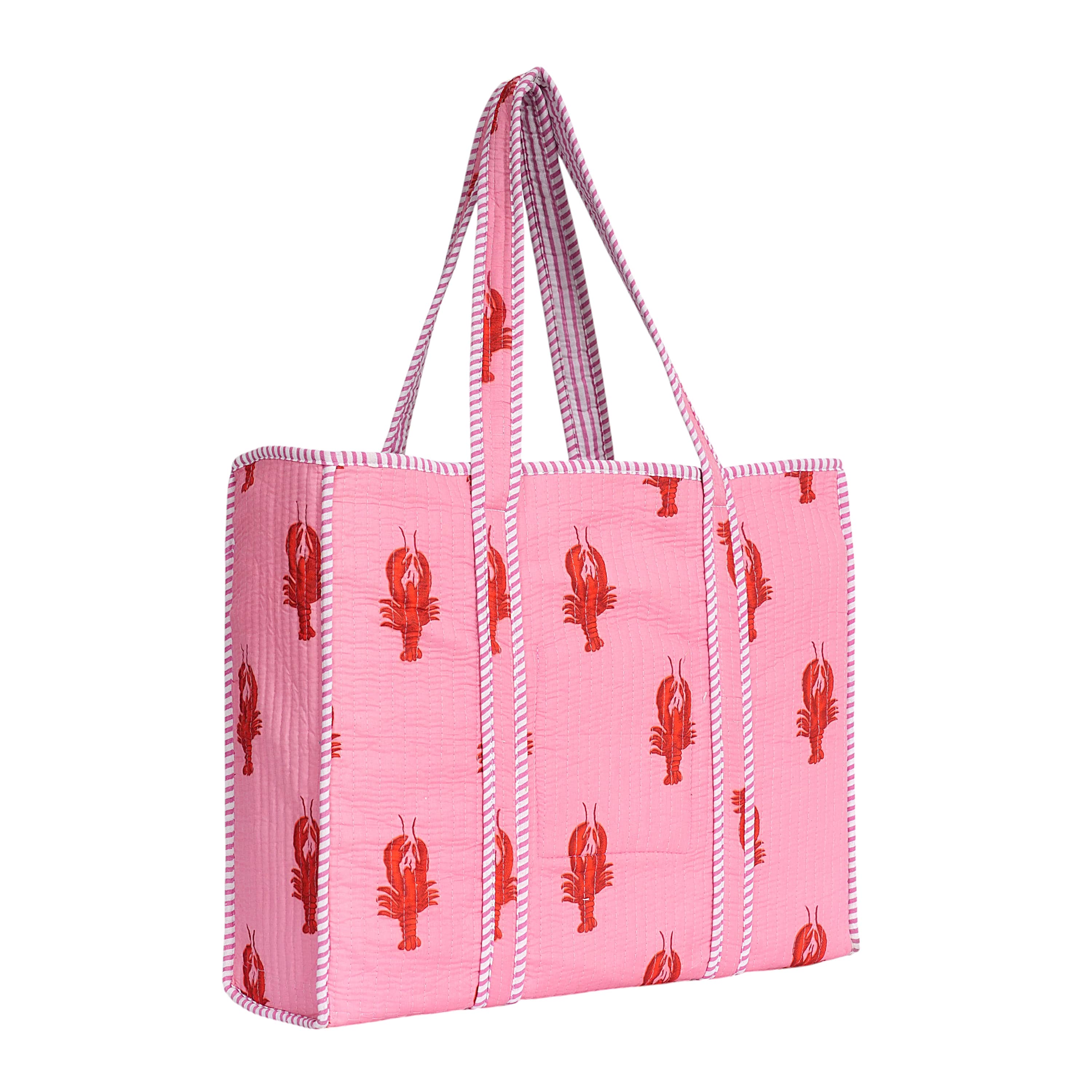 The Lobster Tote — handmade hand block printed cotton tote bag, ethically made in Rajasthan, India