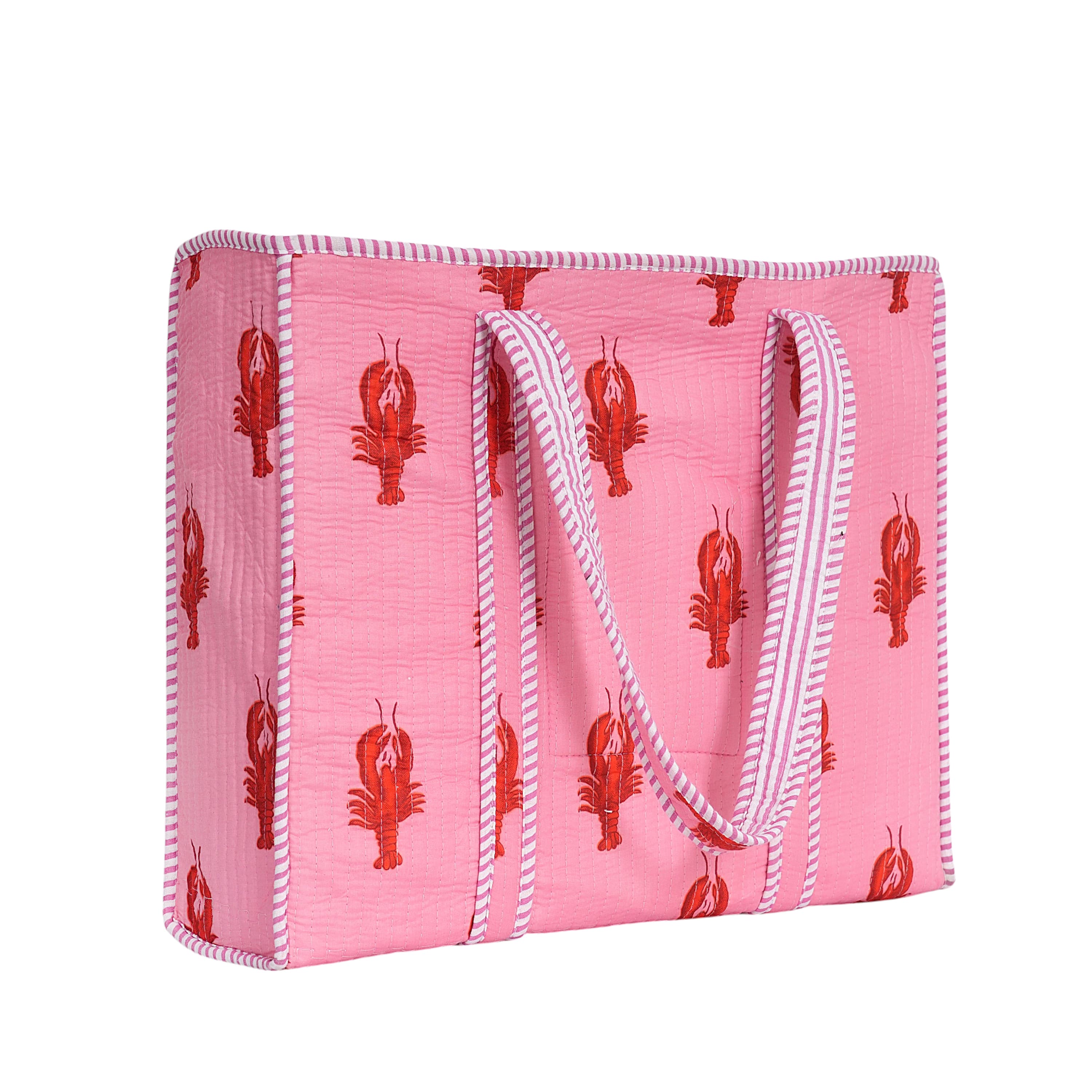 The Lobster Tote — handmade hand block printed cotton tote bag, ethically made in Rajasthan, India