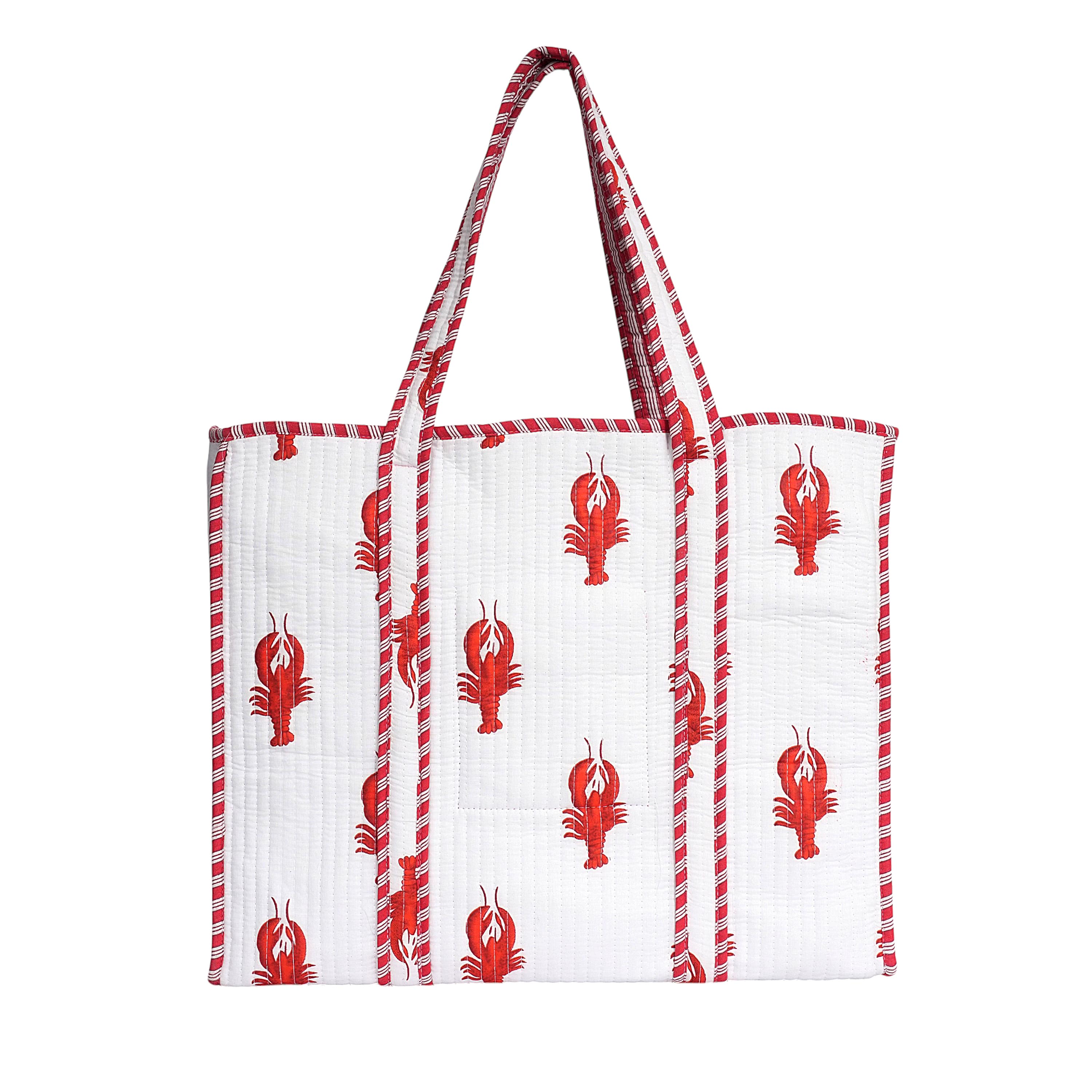 The Lobster Tote — handmade hand block printed cotton tote bag, ethically made in Rajasthan, India