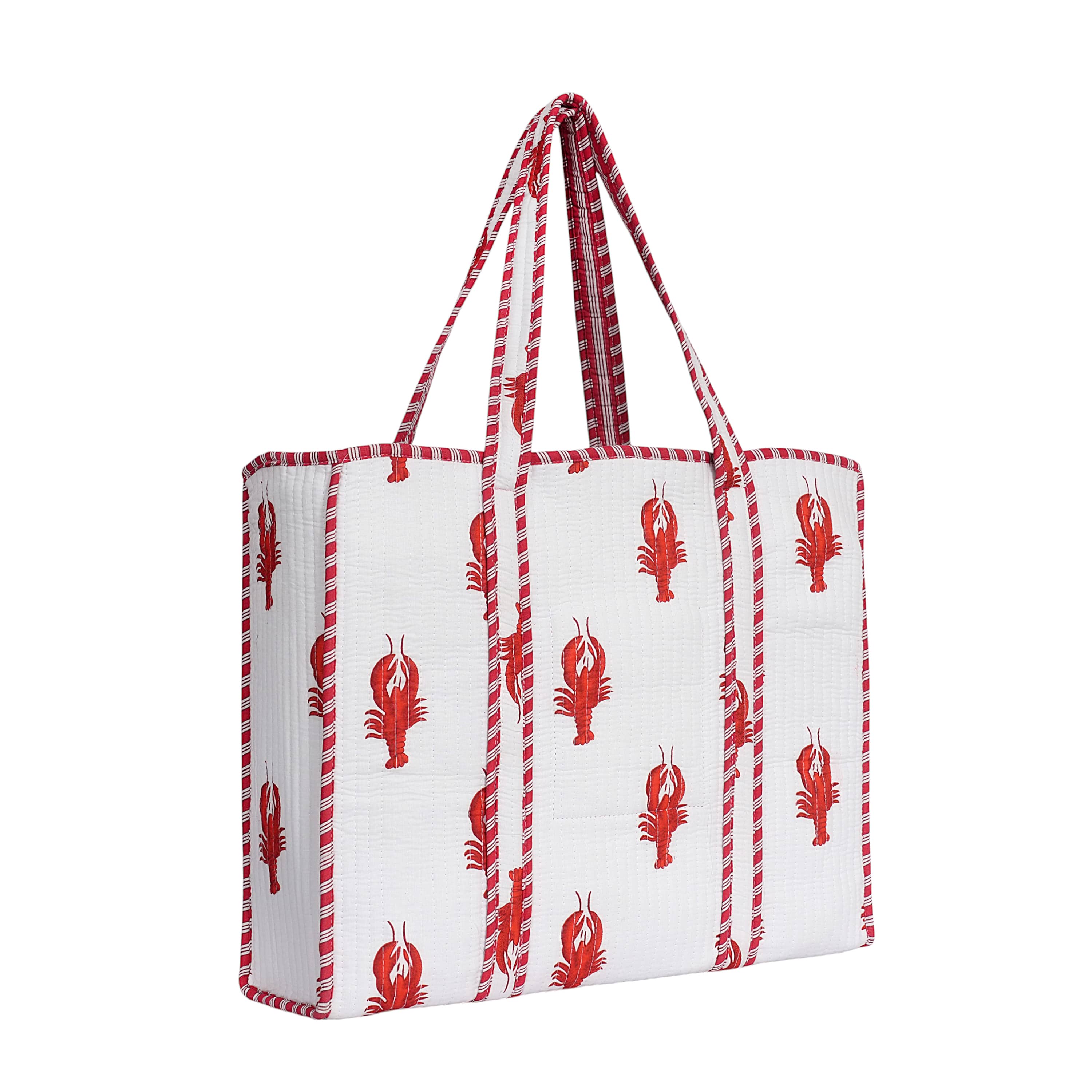 The Lobster Tote — handmade hand block printed cotton tote bag, ethically made in Rajasthan, India