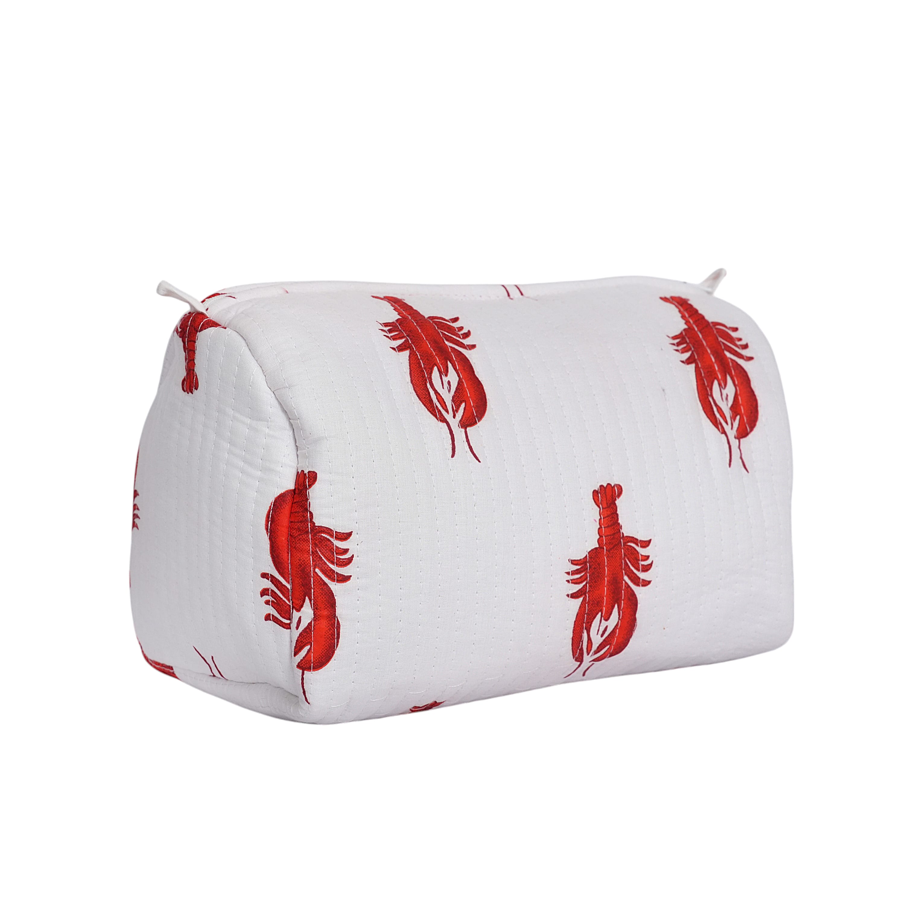 The Lobster Travel Set — handmade hand block printed cotton travel pouch set, ethically made in Rajasthan, India