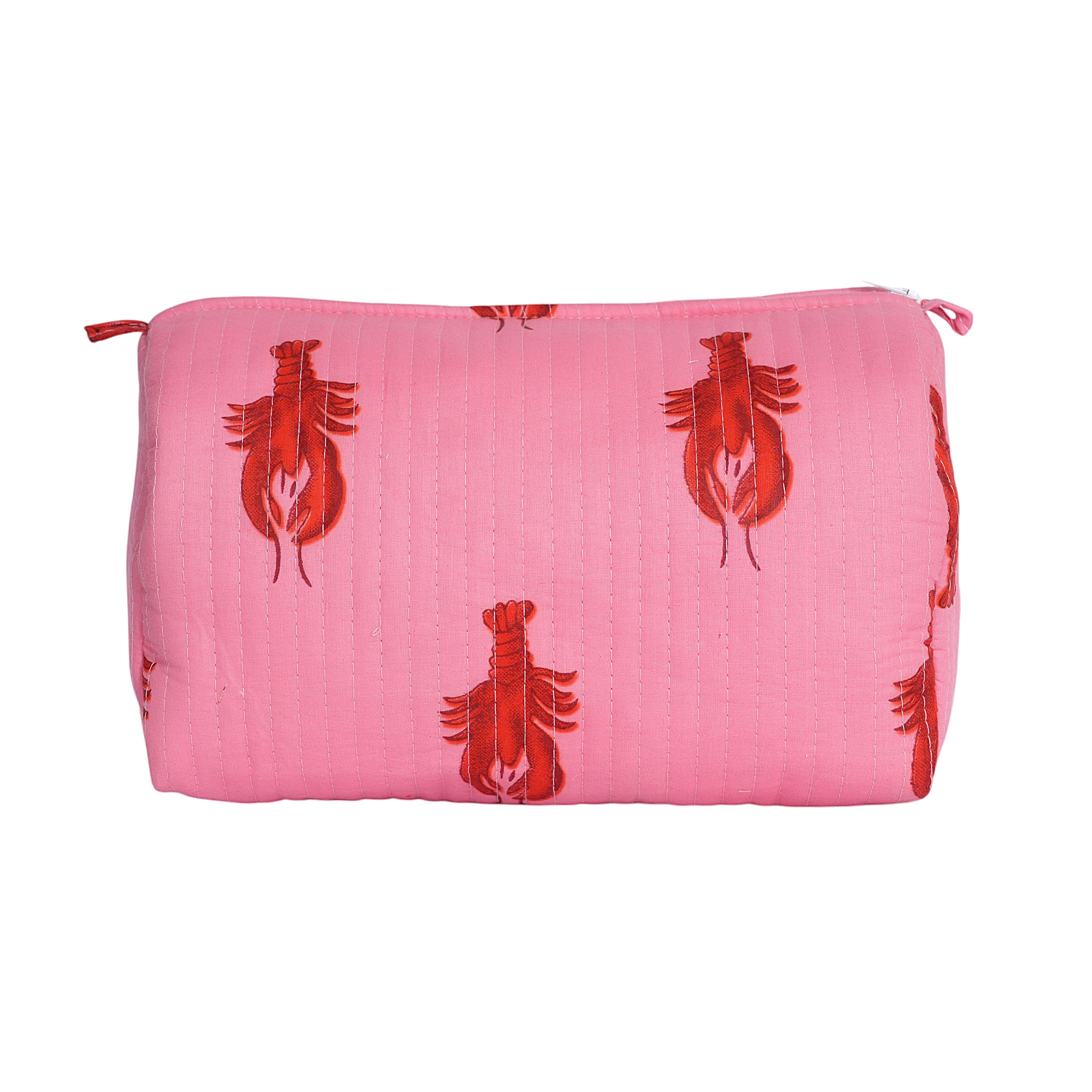 The Lobster Travel Set — handmade hand block printed cotton travel pouch set, ethically made in Rajasthan, India