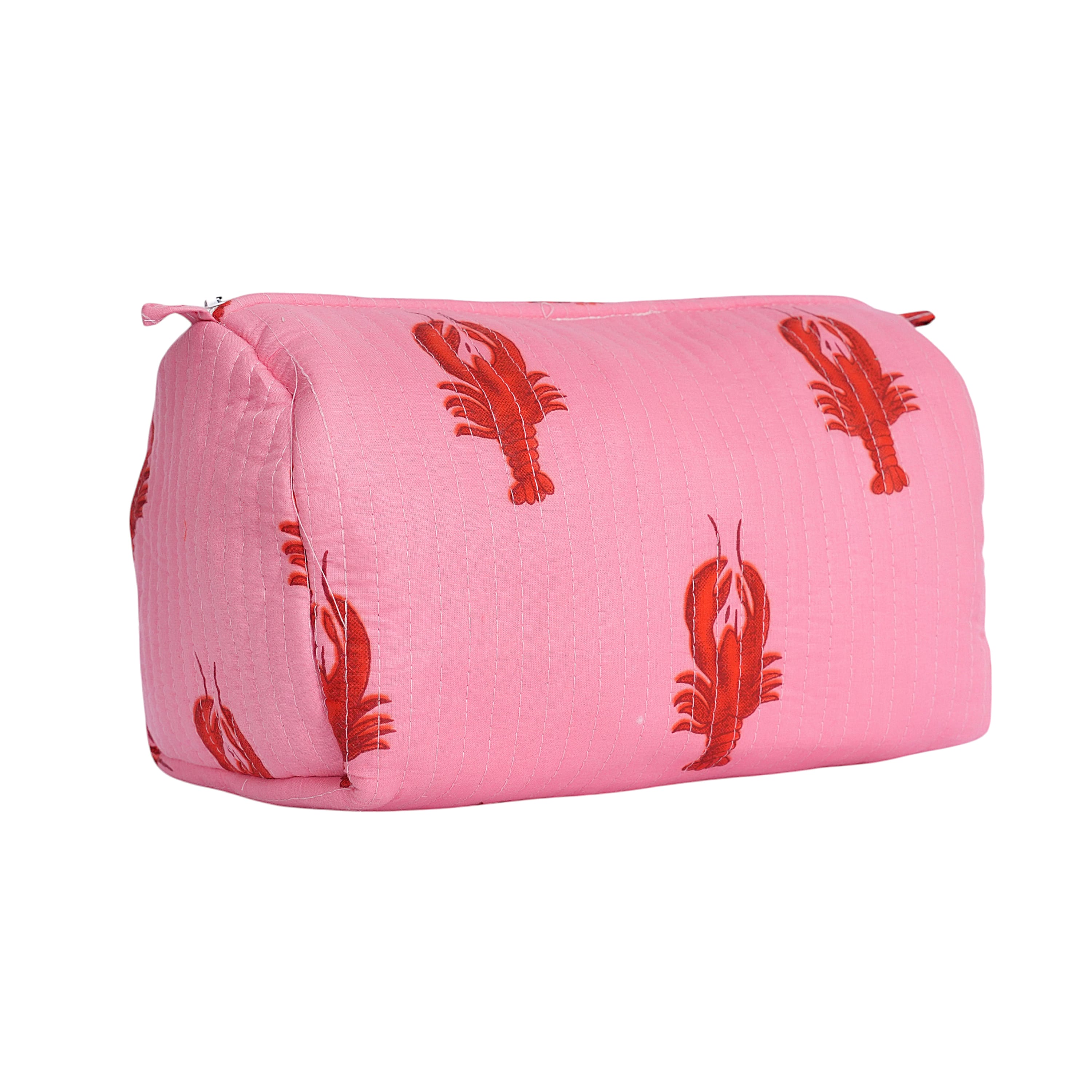 The Lobster Travel Set — handmade hand block printed cotton travel pouch set, ethically made in Rajasthan, India