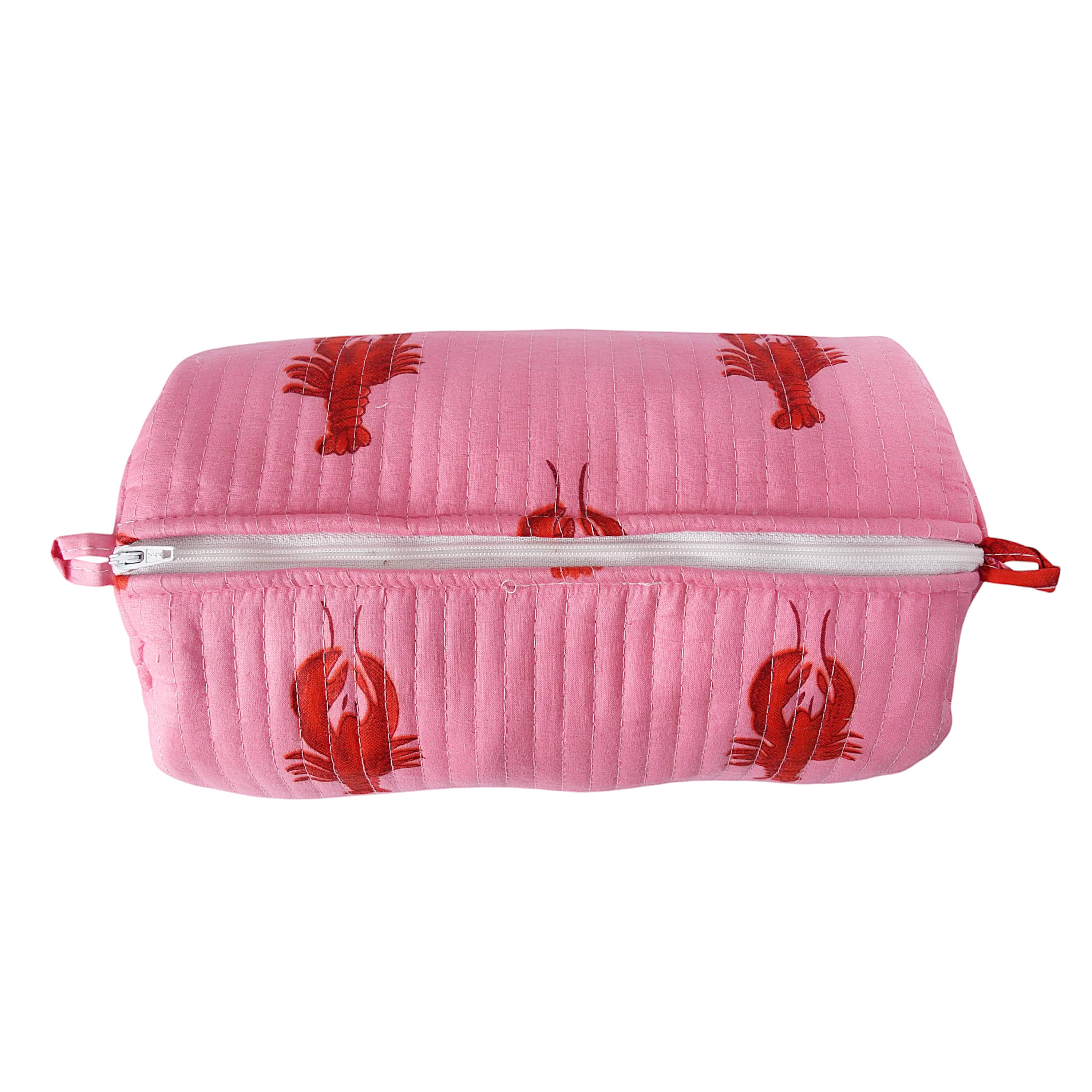 The Lobster Travel Set — handmade hand block printed cotton travel pouch set, ethically made in Rajasthan, India