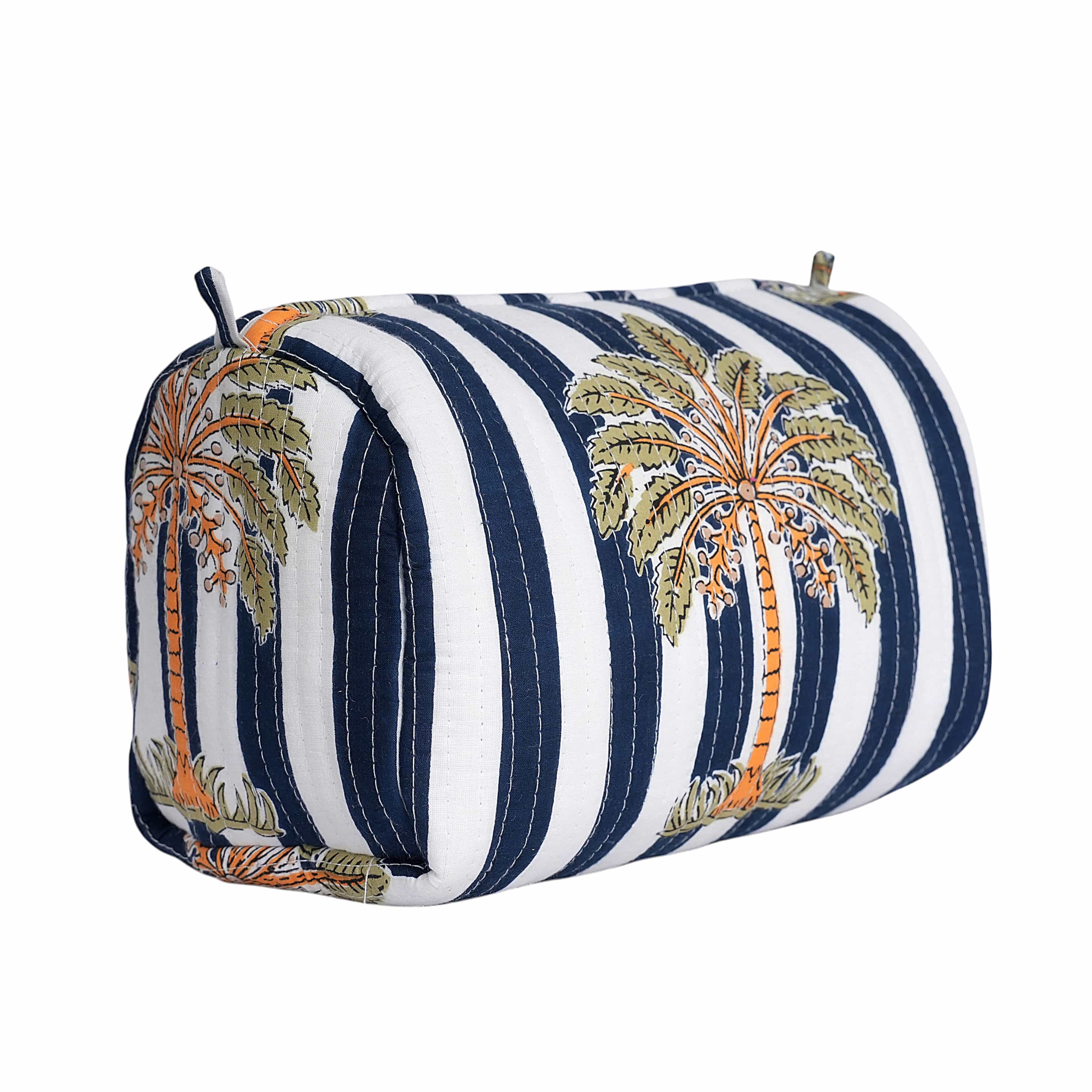 The Palm Tree Travel Set — handmade hand block printed cotton travel pouch set, ethically made in Rajasthan, India