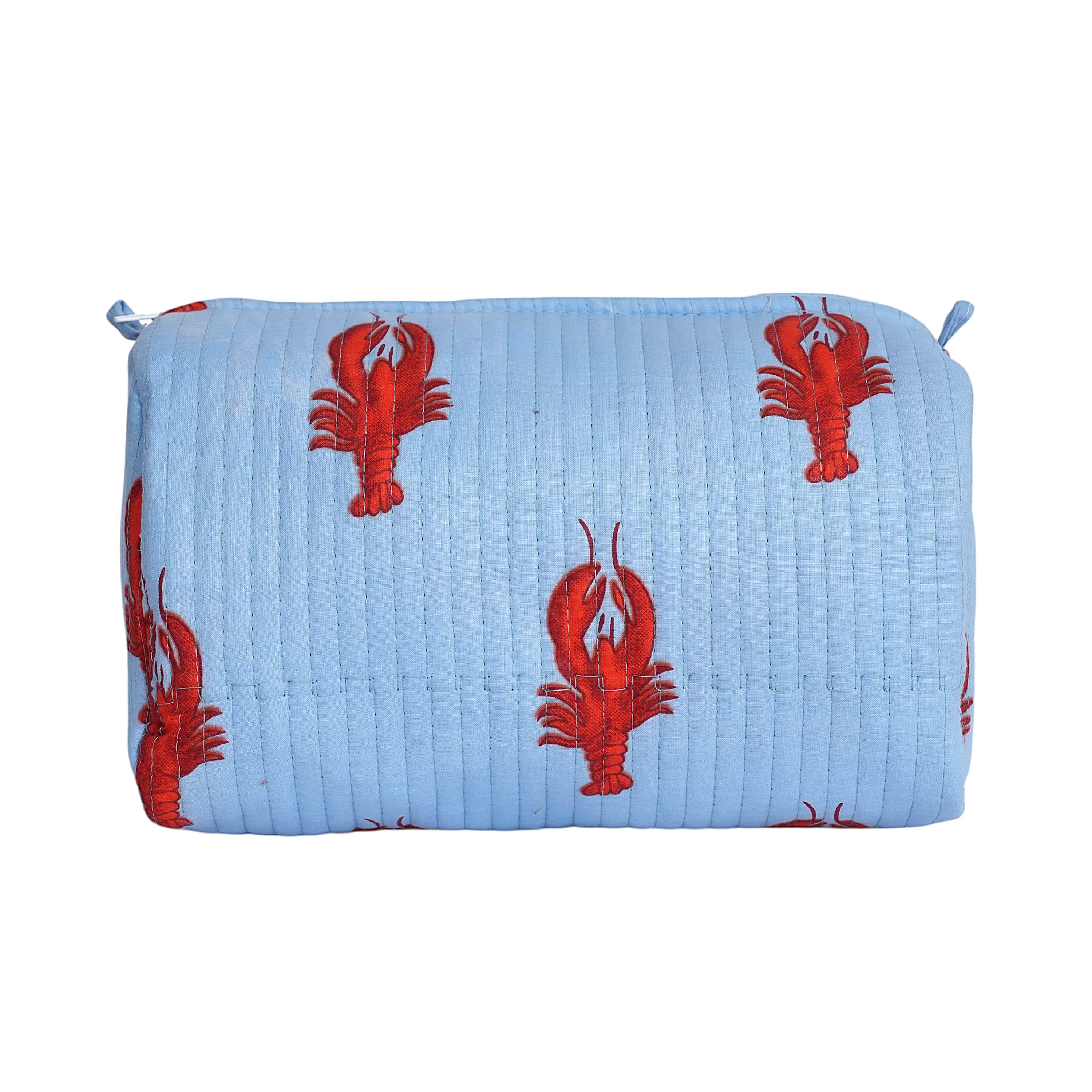 The Lobster Travel Set — handmade hand block printed cotton travel pouch set, ethically made in Rajasthan, India