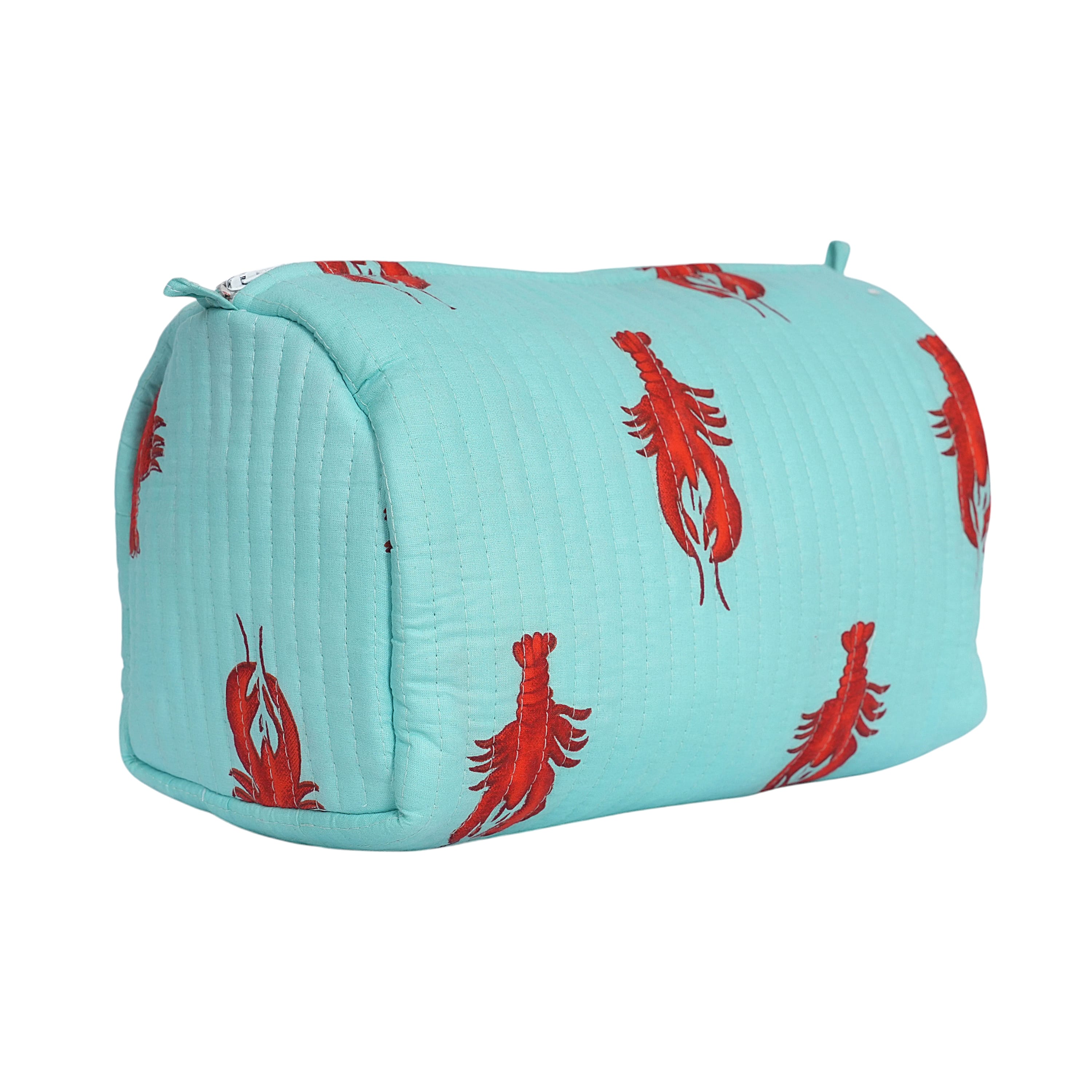 The Lobster Travel Set — handmade hand block printed cotton travel pouch set, ethically made in Rajasthan, India
