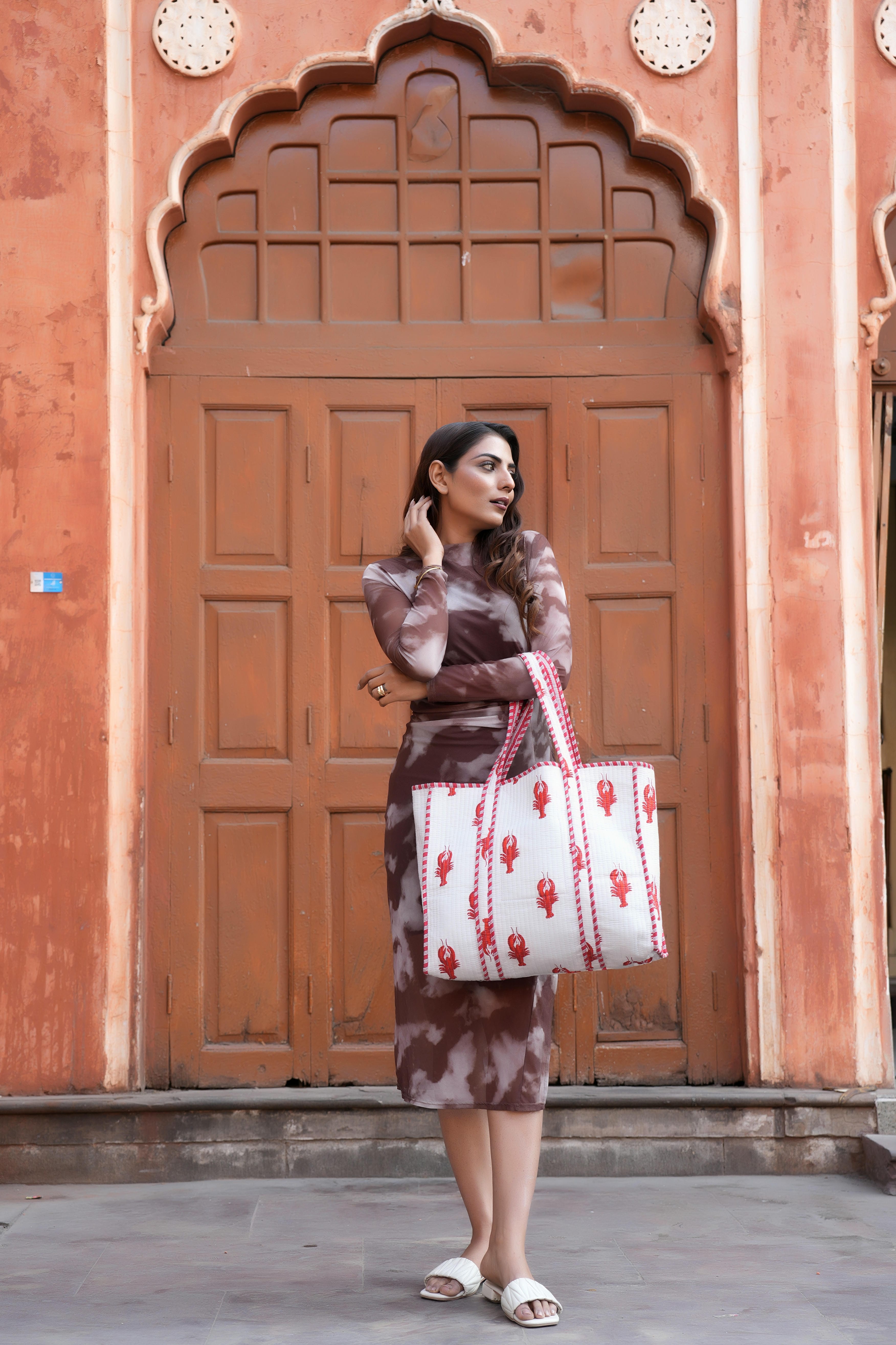 The Lobster Tote — handmade cotton tote bag with the lobster motif, ethically made in Rajasthan, India